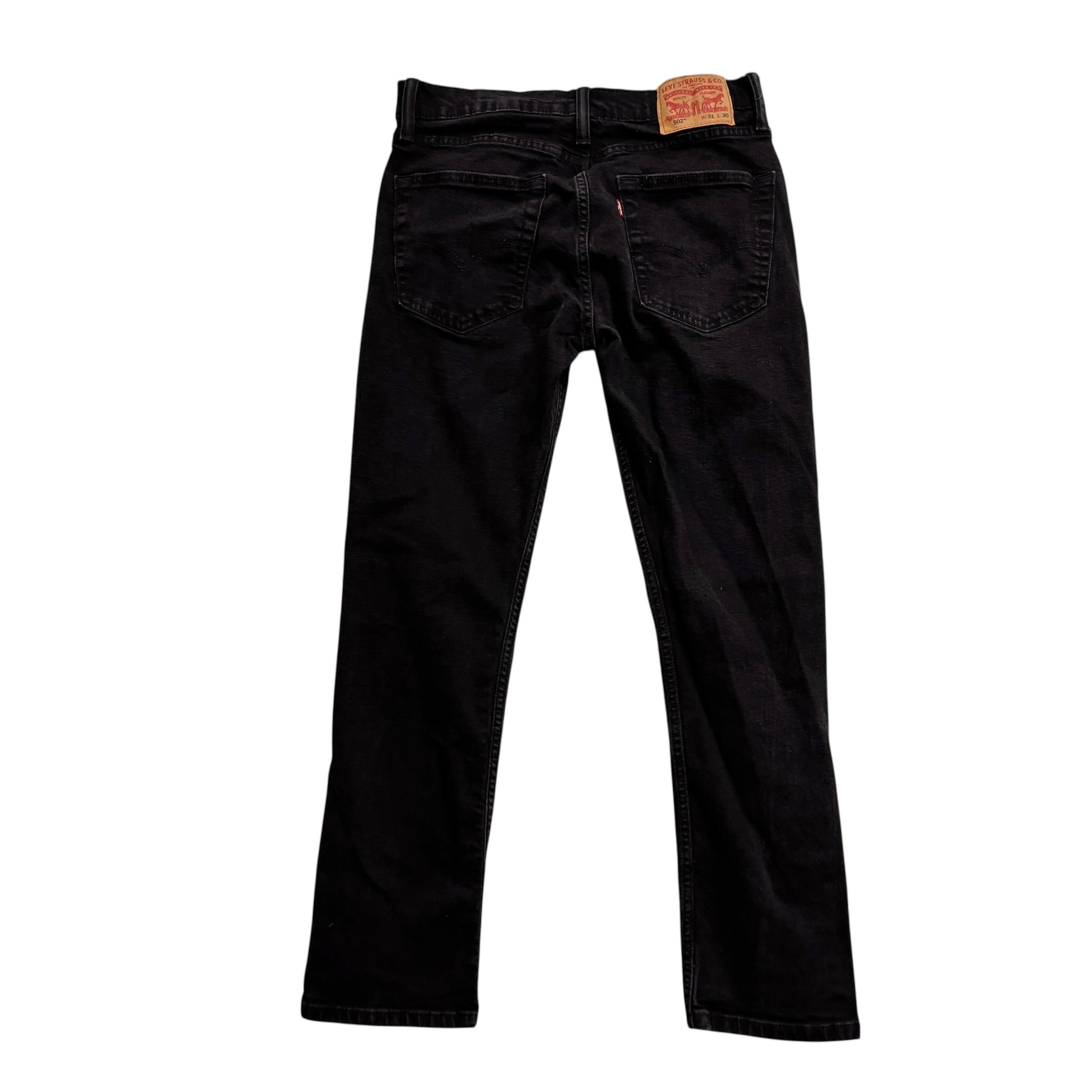 Levis 502 Jeans W31 L28 Mens Black Regular Tapered Fit Stretch Denim (E)