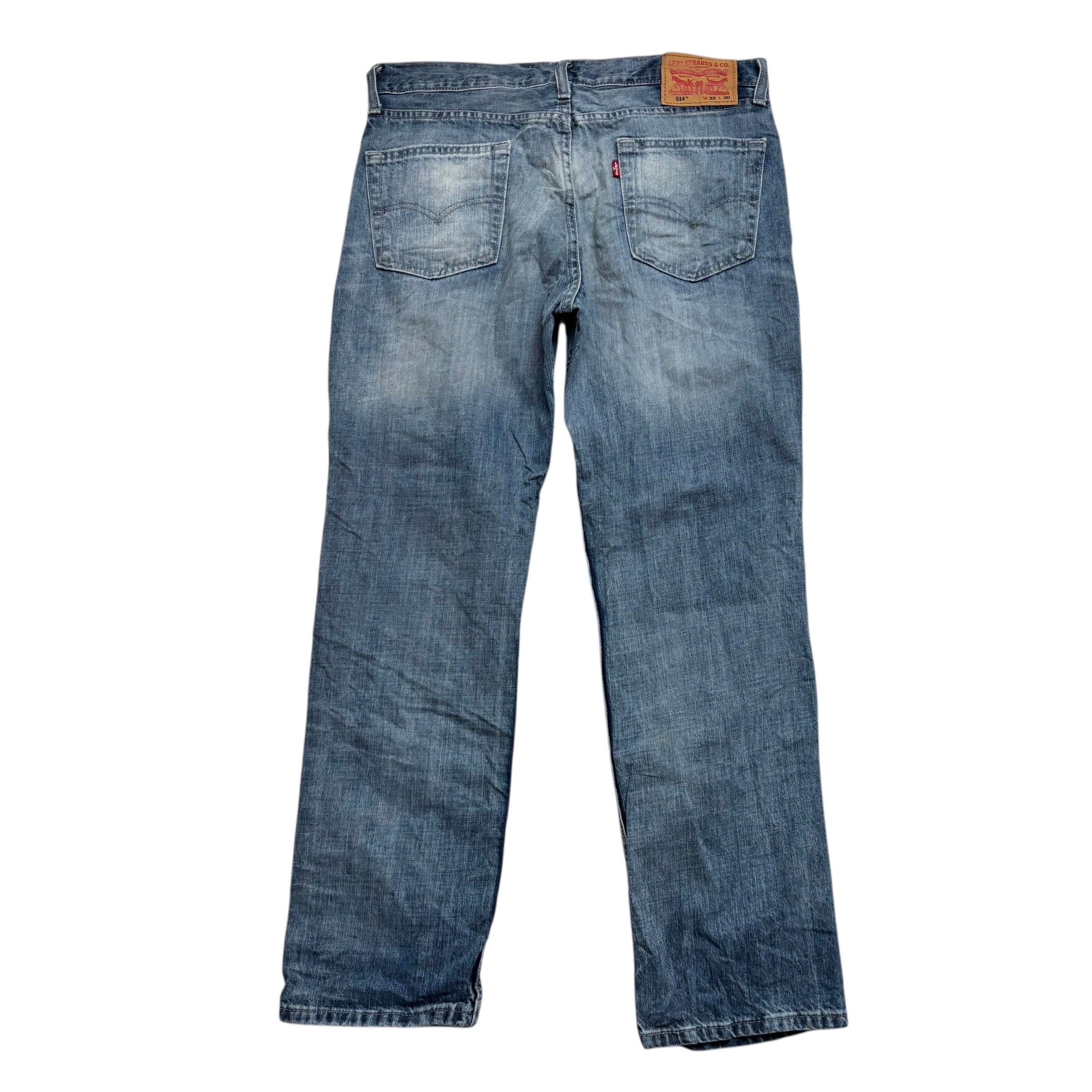 Levis 514 Jeans W32 L30 Mens Mid Blue Regular Straight Fit Denim
