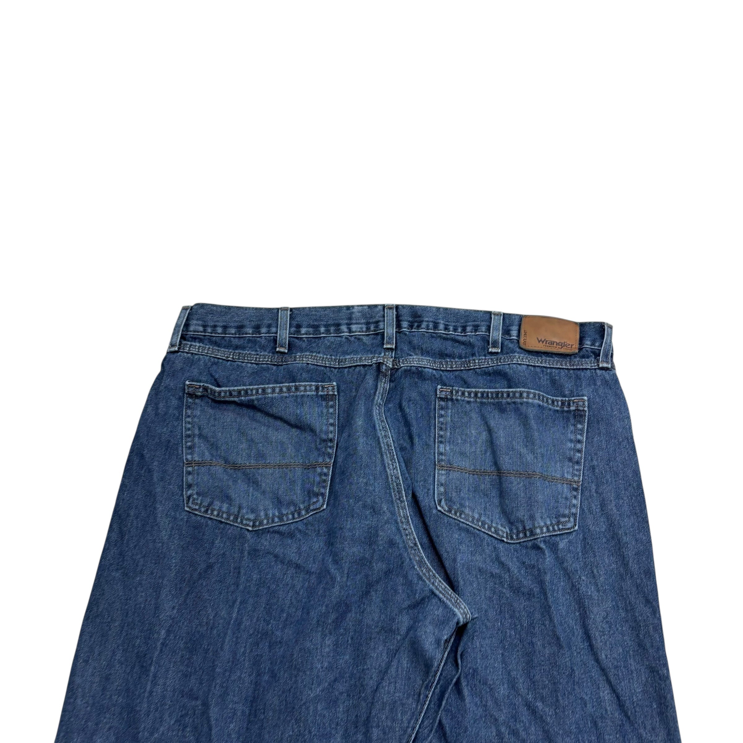 Wrangler Jeans W40 L30 Mens Dark Blue Relaxed Straight Fit Baggy Denim (E)