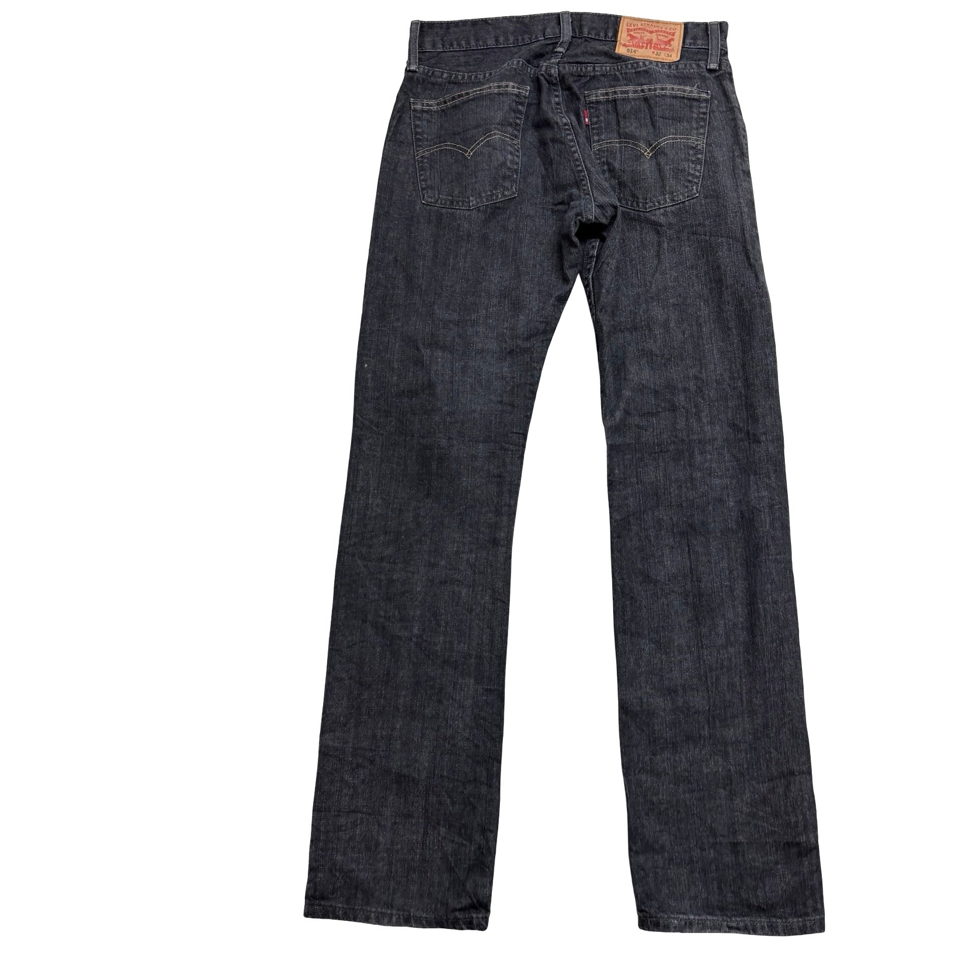 Levis 514 Jeans W32 L34 Mens Black Regular Straight Fit Denim (E)