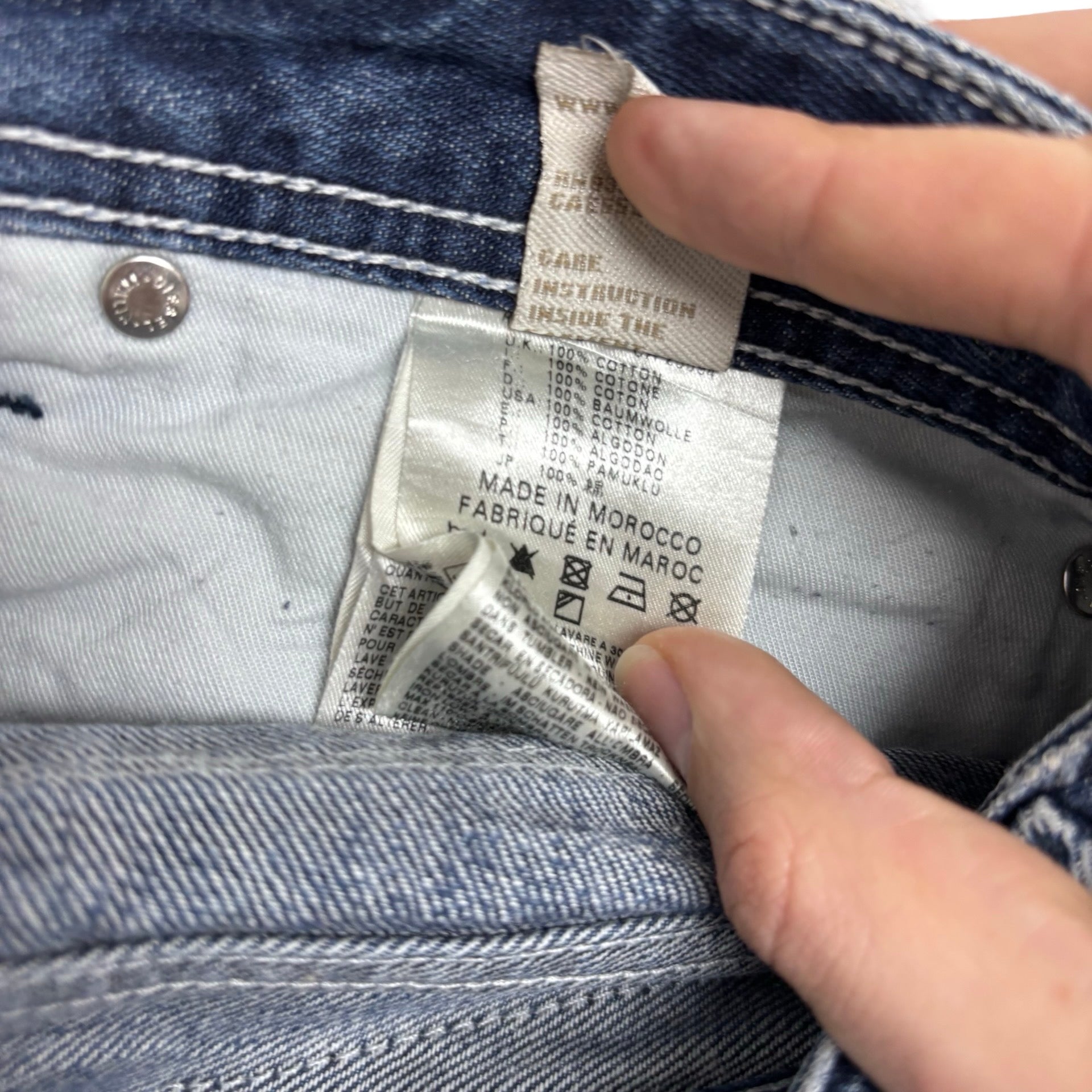 Diesel Larkee Jeans W34 L34 Mens Dark Blue Relaxed Straight Fit Distressed