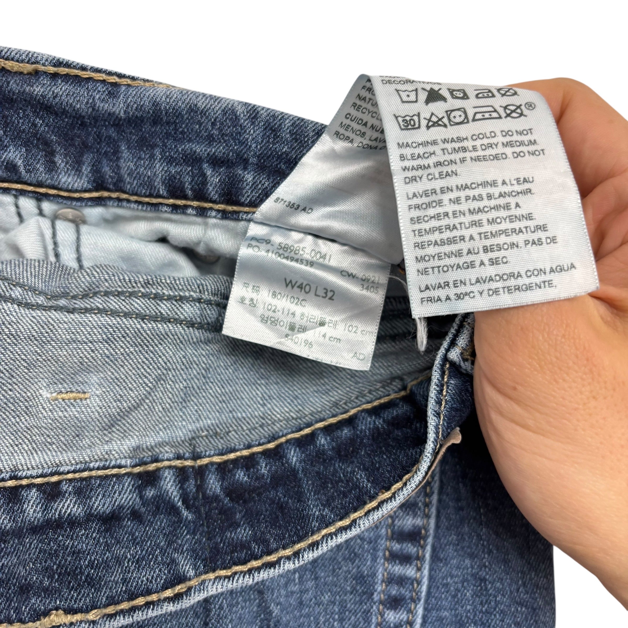 Levis Signature Jeans W40 L30 Mens Mid Blue Relaxed Straight Stretch Denim (E)