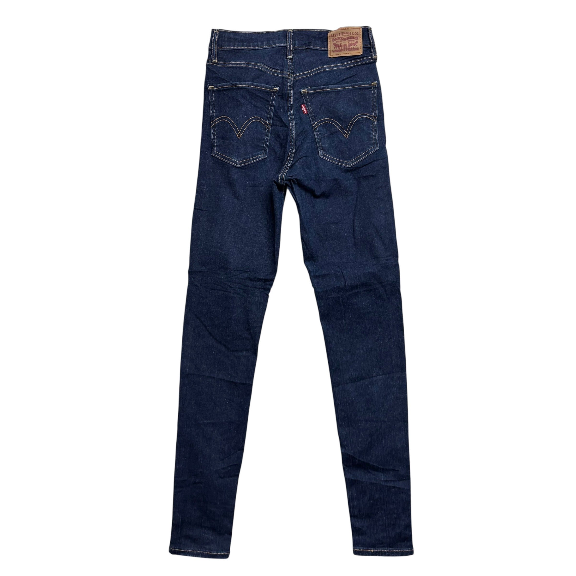 Levis Jeans W27 L30 Womens Mile High Super Skinny Dark Blue Stretch Denim (E)
