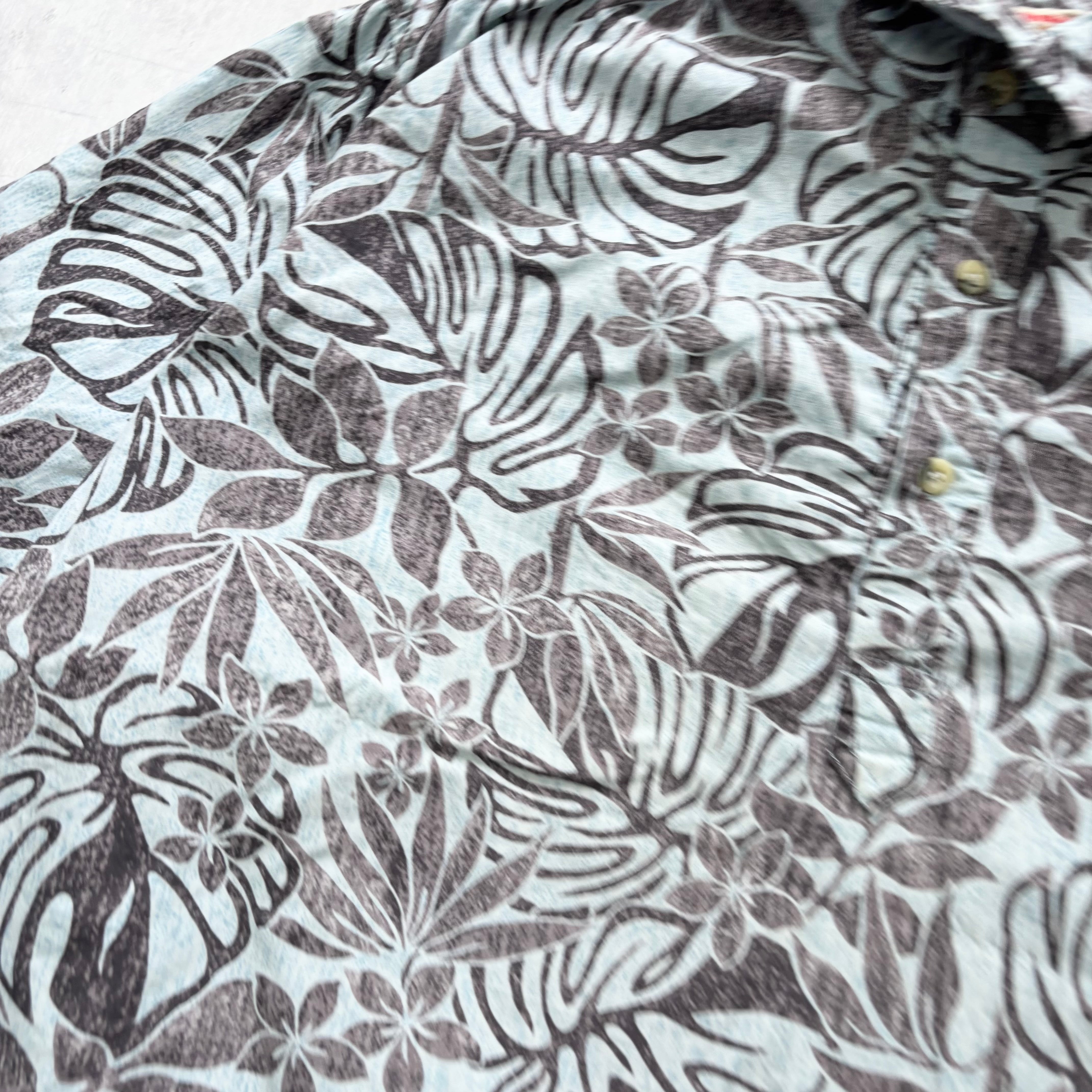 Vintage Hawaiian Shirt Mens XL Blue Floral Aloha Short Sleeve Cotton (E)