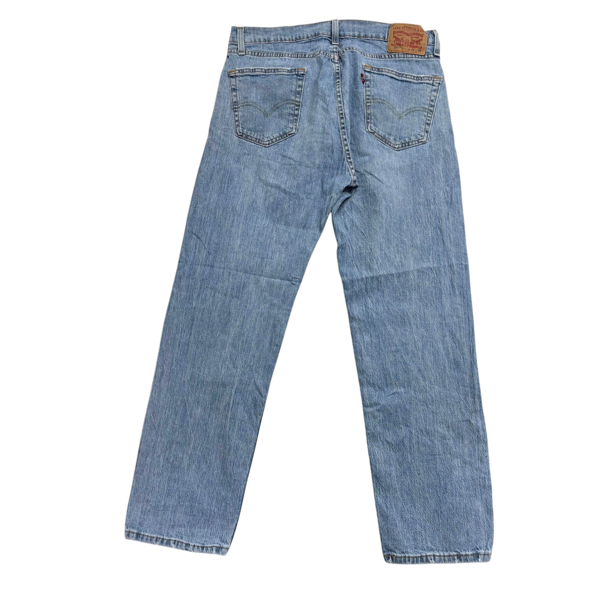 Levis 505 Jeans W34 L29 Mens Light Blue Regular Straight Fit Stretch Denim