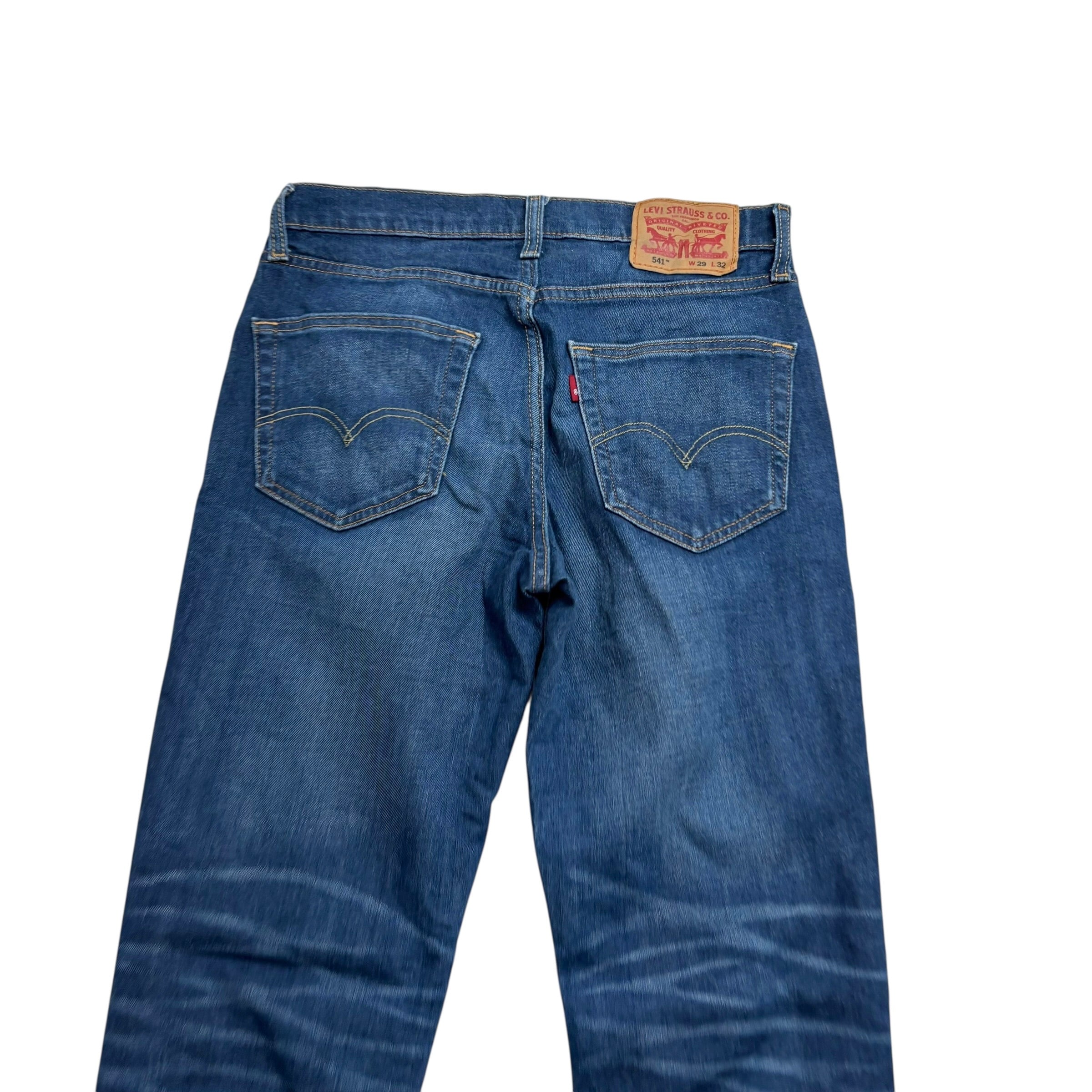 Levis 541 Jeans W29 L32 Mens Mid Blue Athletic Tapered Fit Stretch Denim (E)