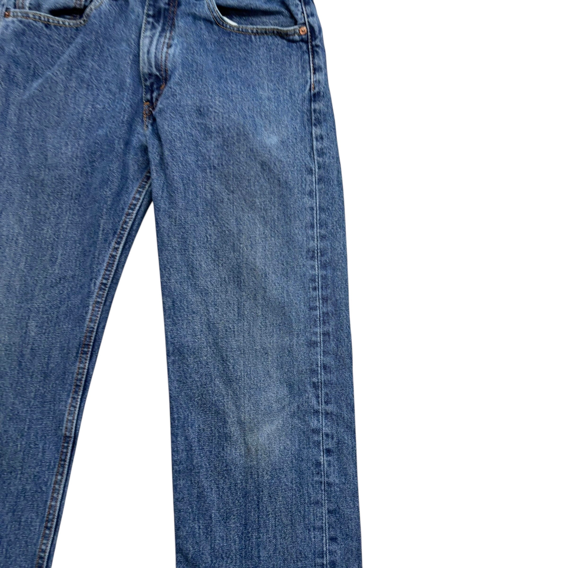 Levis 505 Jeans W32 L32 Mens Mid Blue Regular Straight Fit Denim (F)