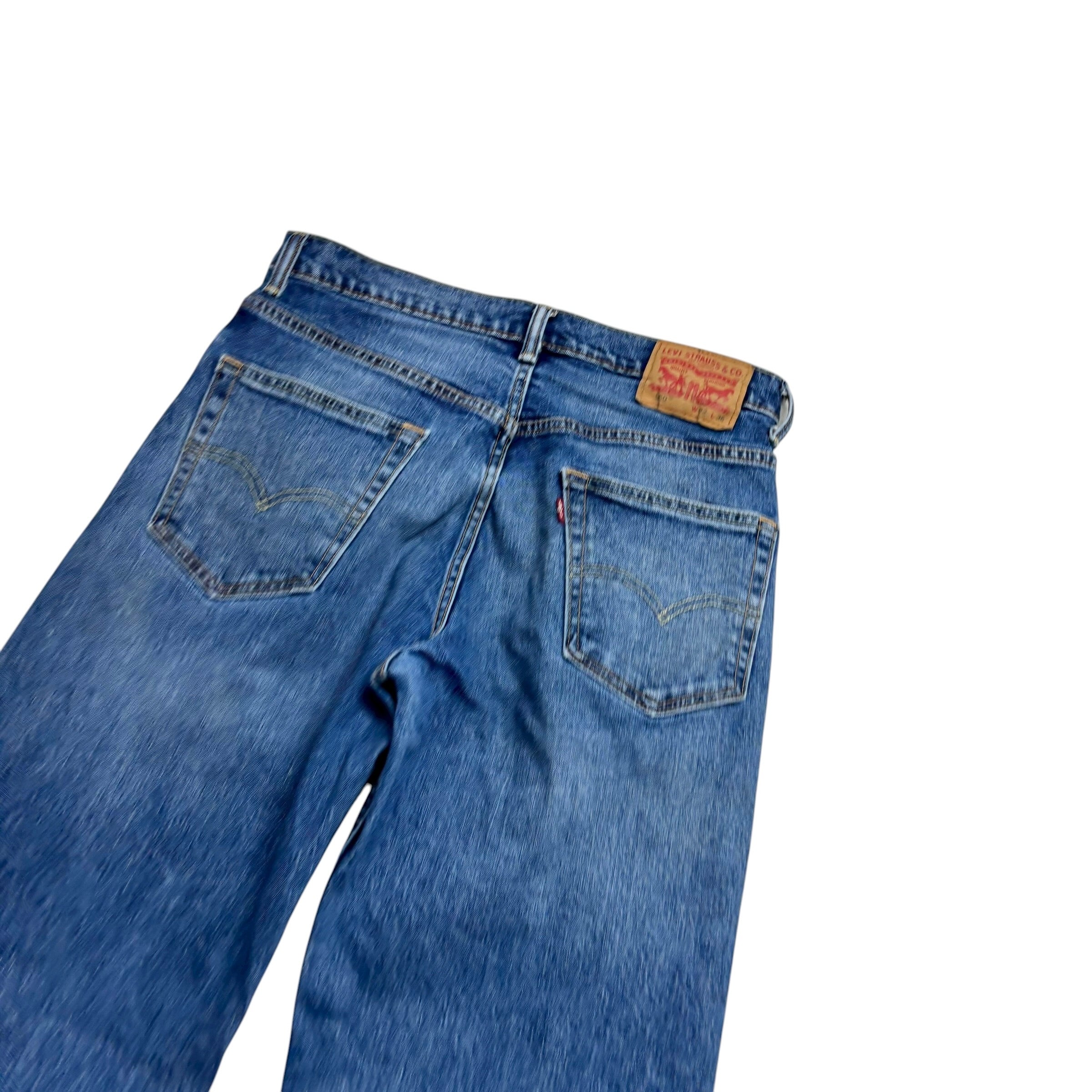 Levis 550 Jeans W30 L35 Mens Mid Blue Relaxed Straight Fit Stretch Denim