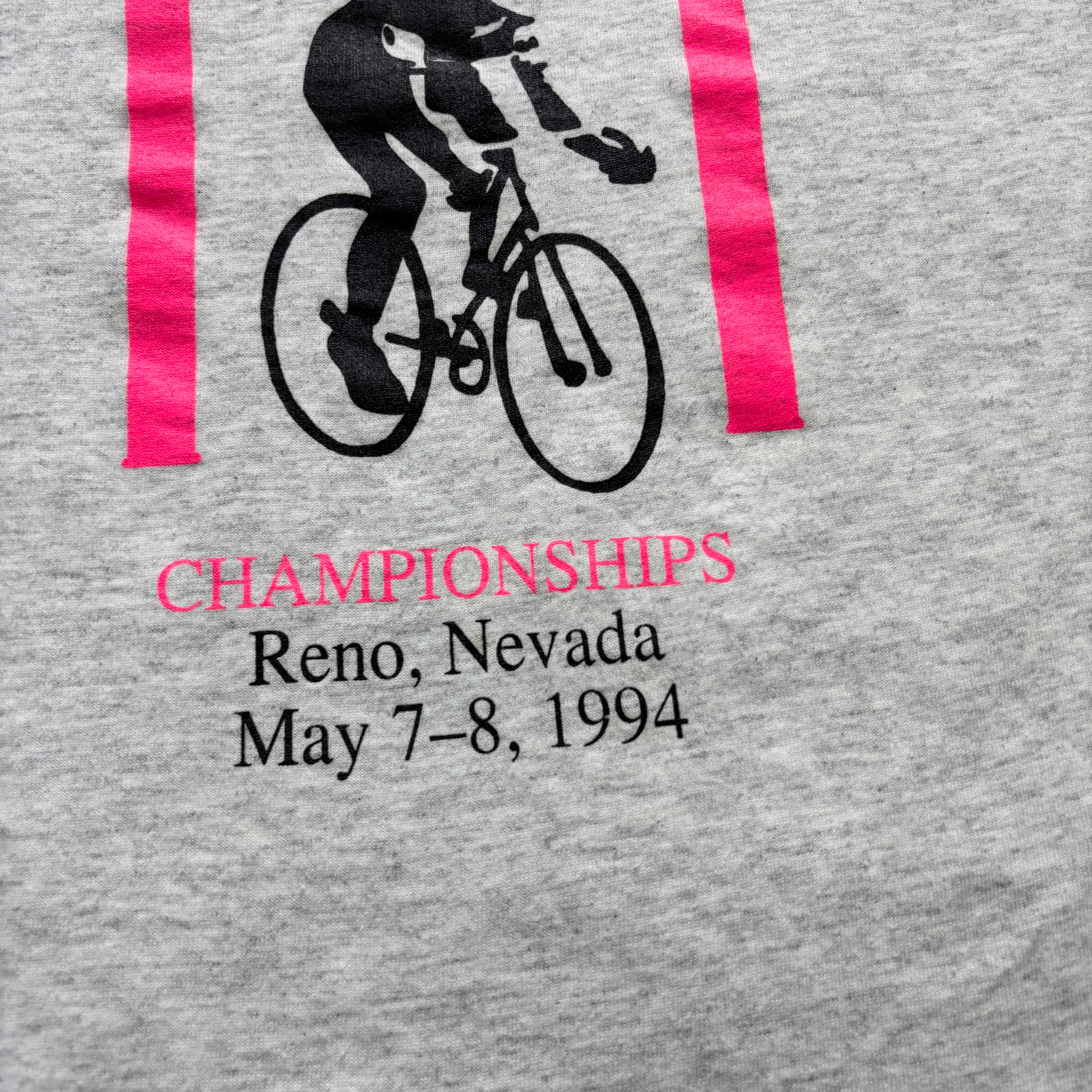 Vintage T Shirt Mens Large Grey Single Stitch Graphic Print 90s USA Cycling (E)