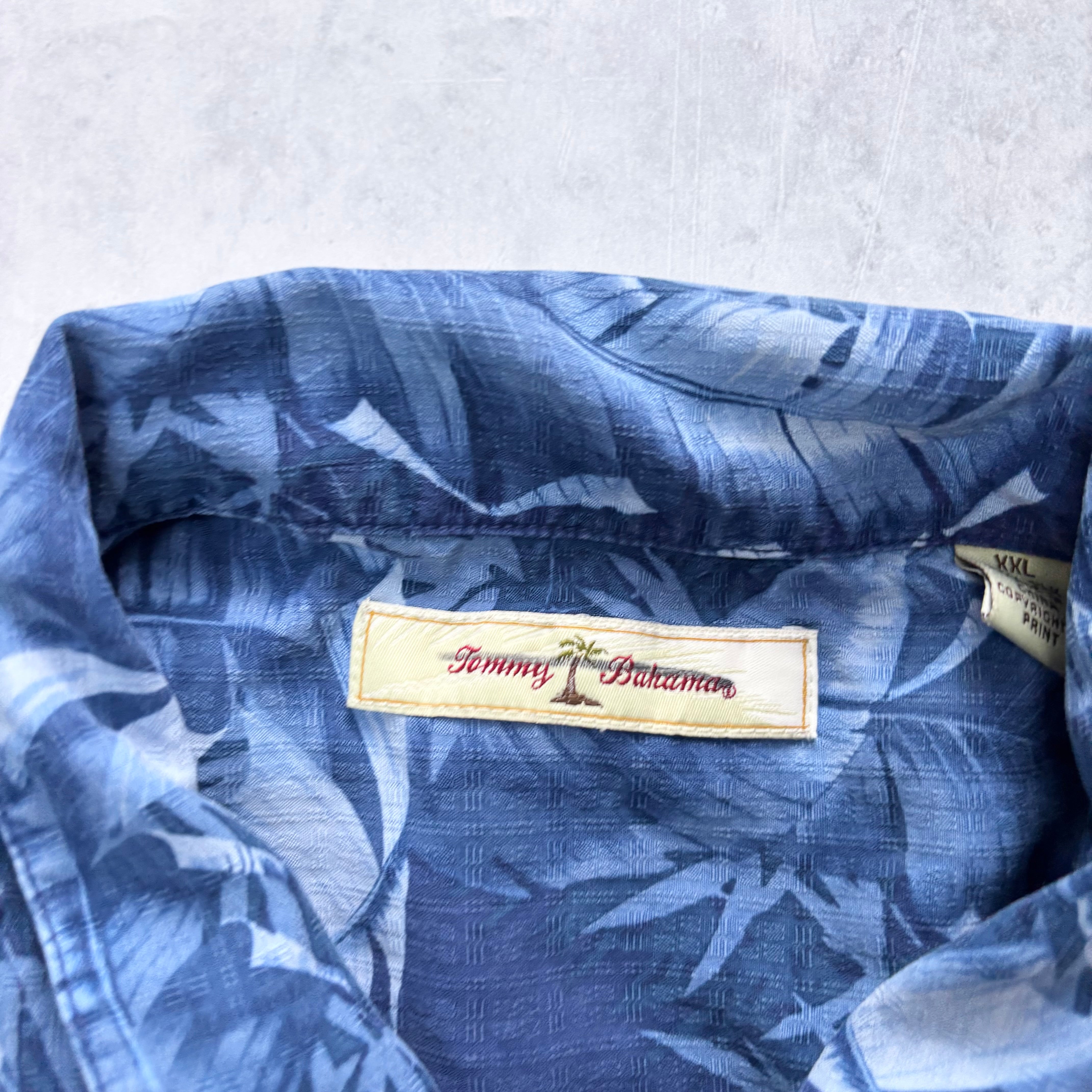 Vintage Hawaiian Shirt Mens 3XL Blue Floral Tommy Bahama Short Sleeve Silk