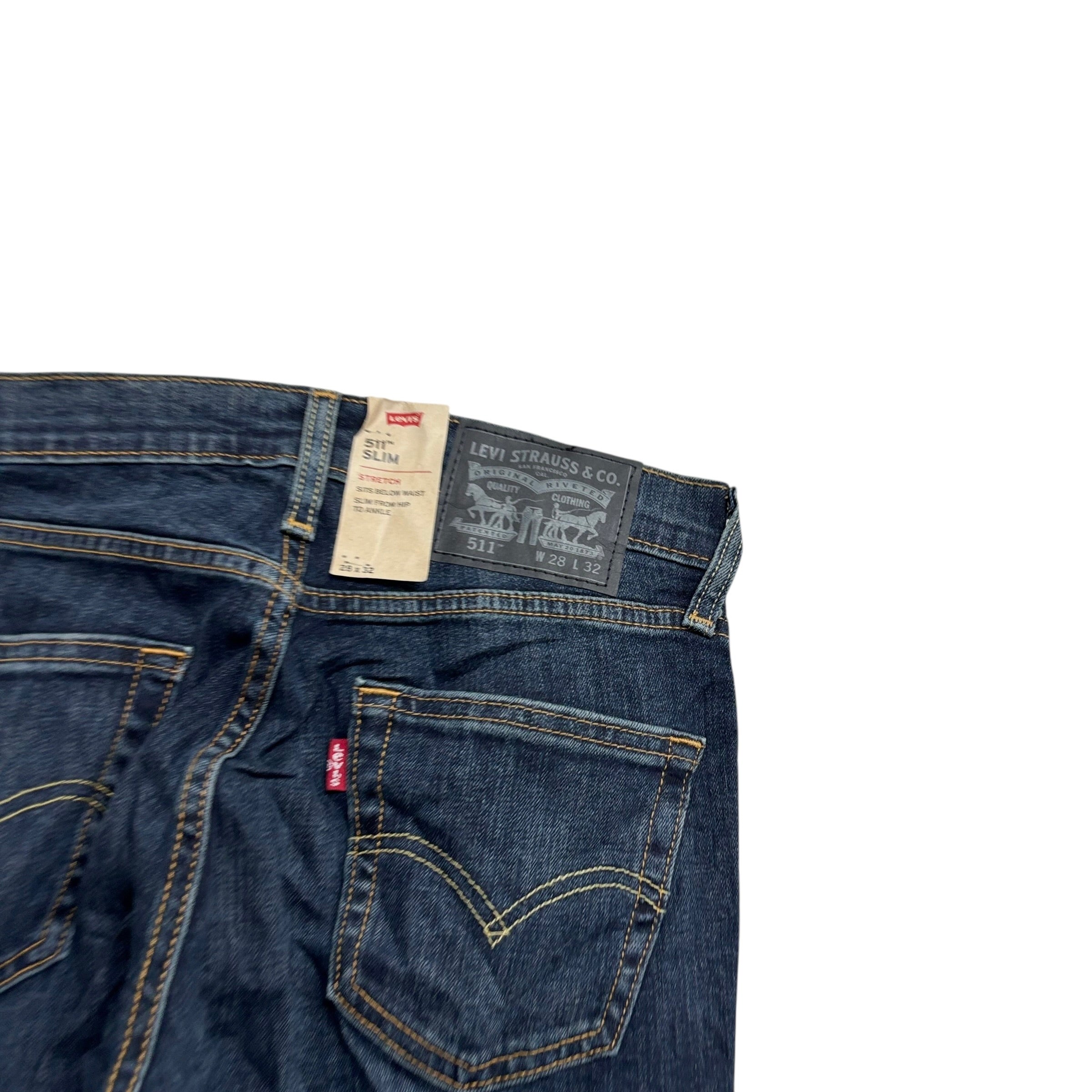 Levis 511 Jeans W28 L32 Mens Dark Blue Slim Fit Stretch Denim (E)