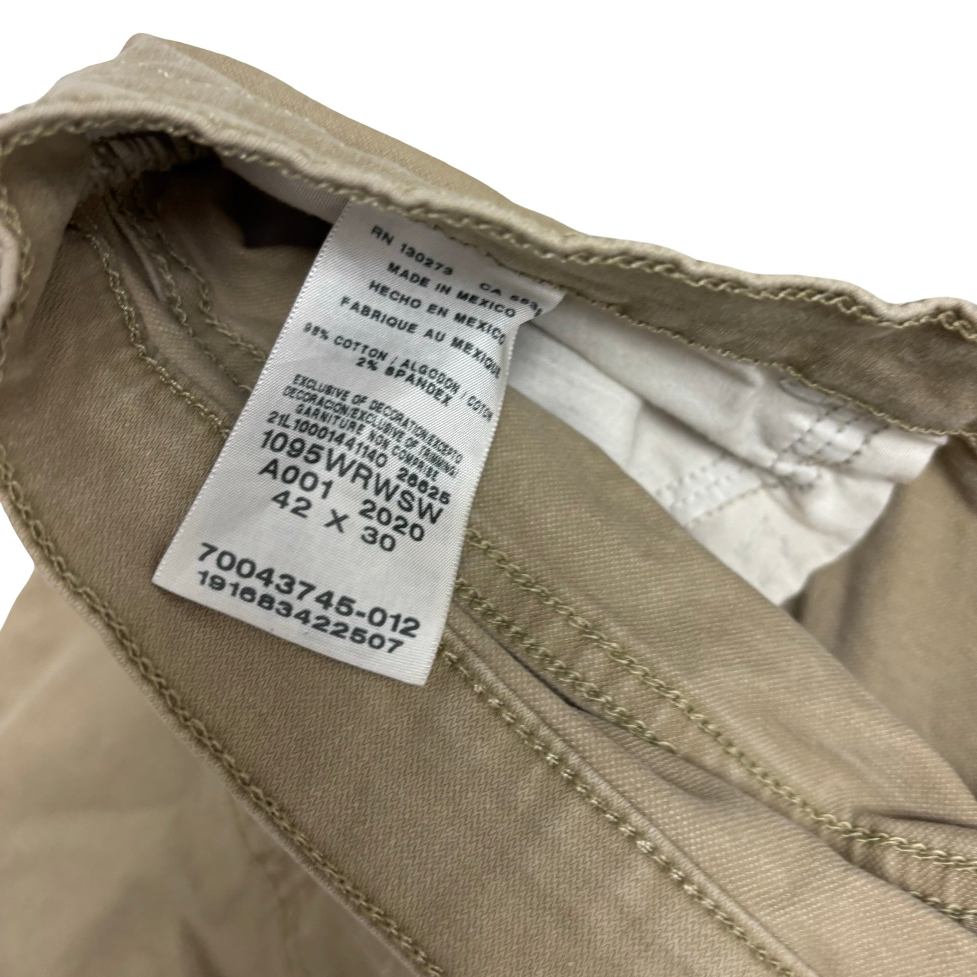 Wrangler Trousers W40 L30 Mens Beige Regular Straight Fit Stretch Pants