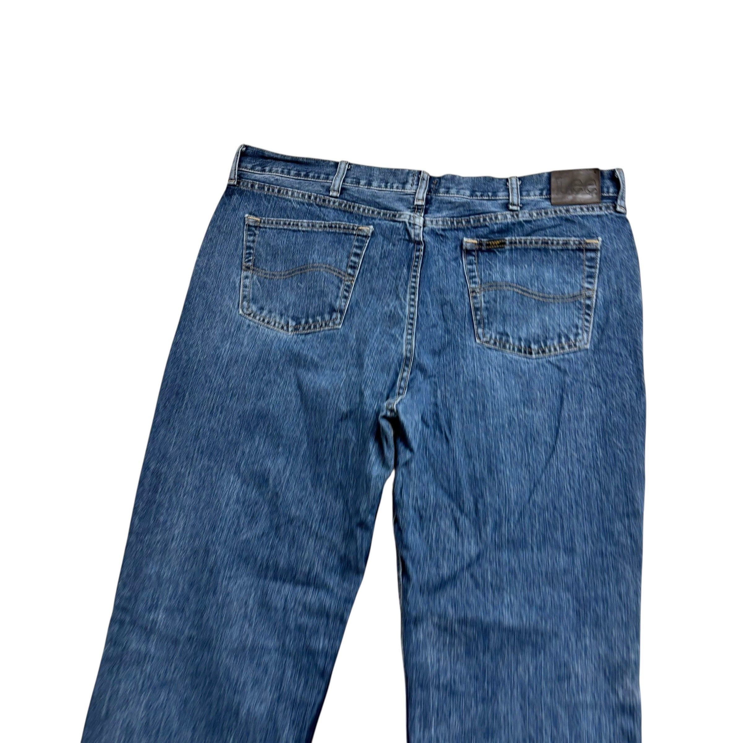 Lee Jeans W40 L34 Mens Relaxed Straight Fit Mid Blue Baggy Denim (E)