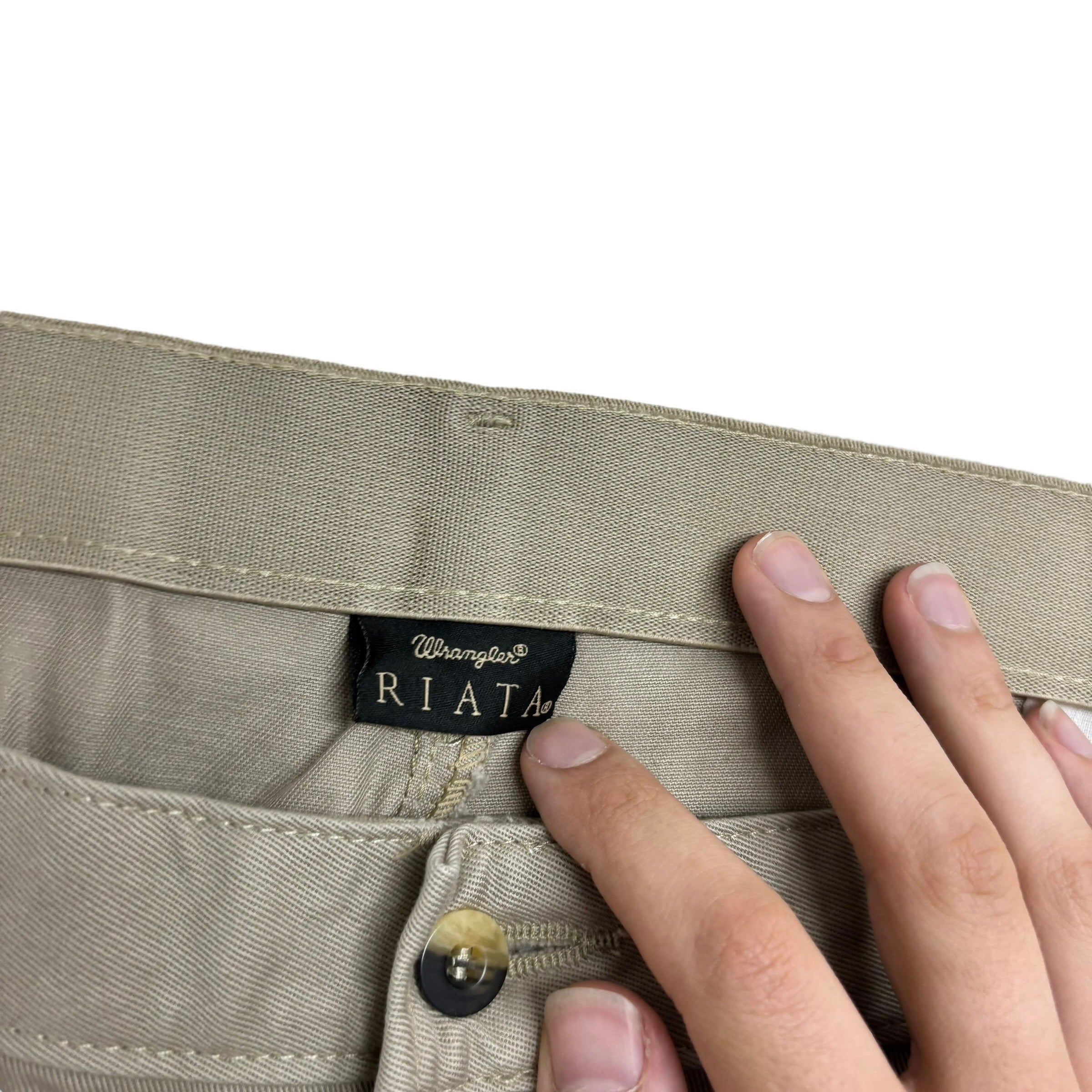 Wrangler Trousers W40 L30 Mens Beige Relaxed Straight Fit Vintage Pants (E)