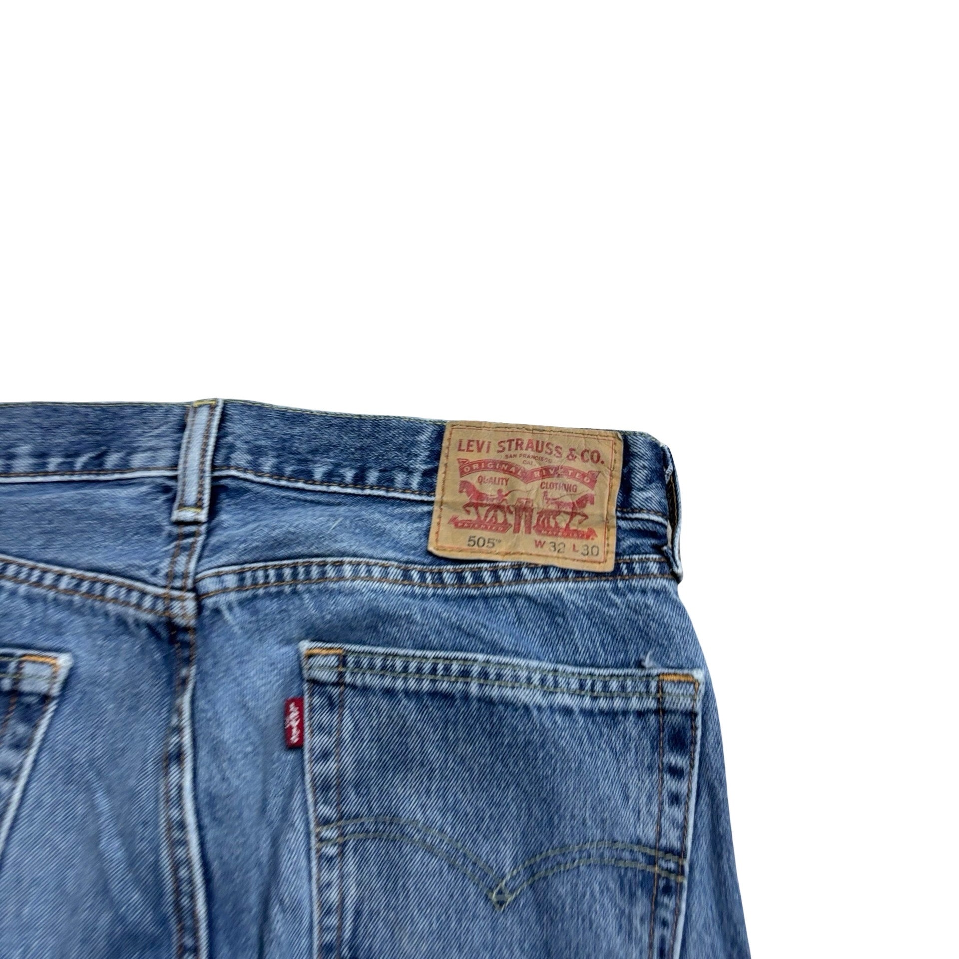 Levis 505 Jeans W32 L30 Mens Mid Blue Regular Straight Fit Denim