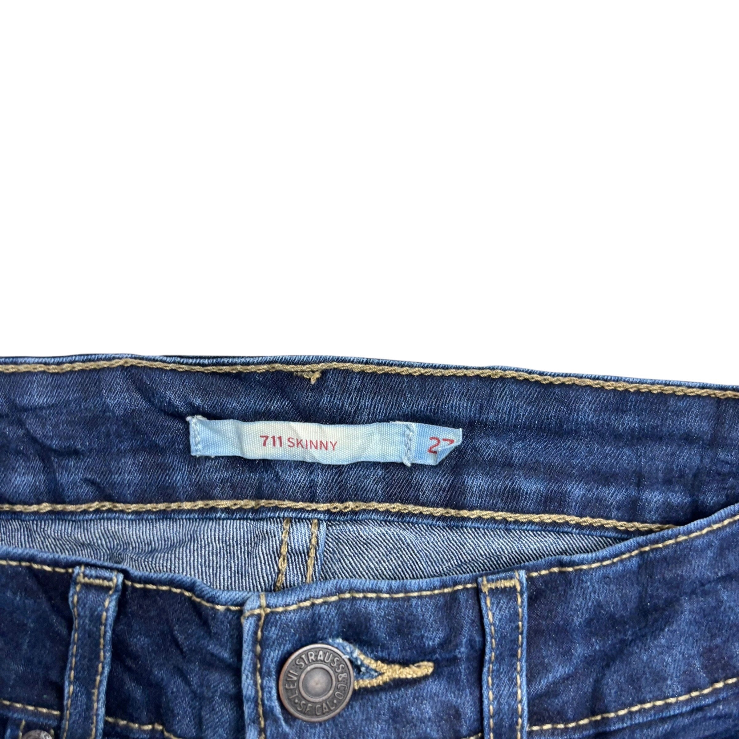 Levis Jeans W27 L33 Womens Skinny Dark Blue Stretch Denim