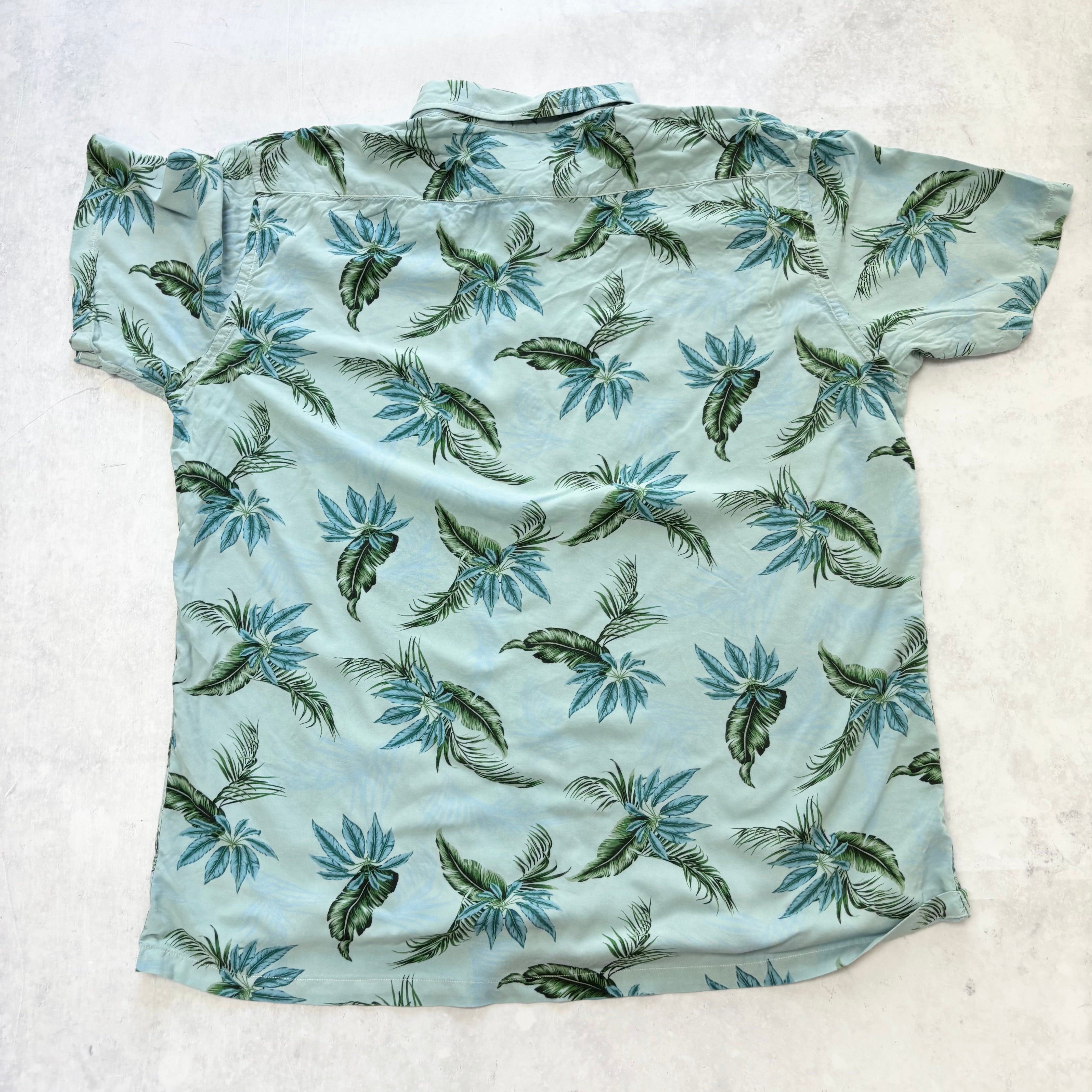 Hawaiian Shirt Mens XL Blue Floral Aloha Short Sleeve