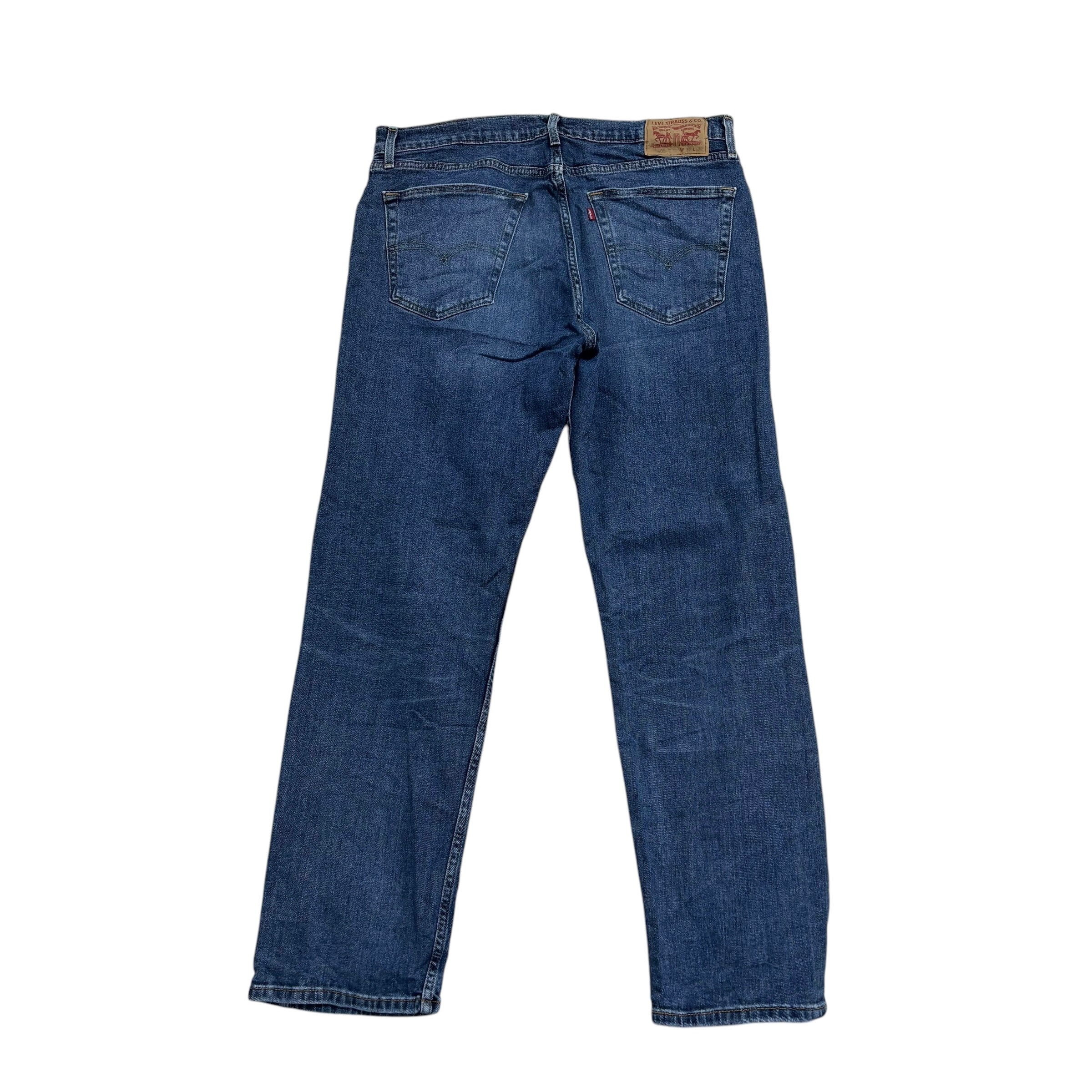 Levis 505 Jeans W36 L32 Mens Mid Blue Regular Straight Fit Stretch Denim (E)