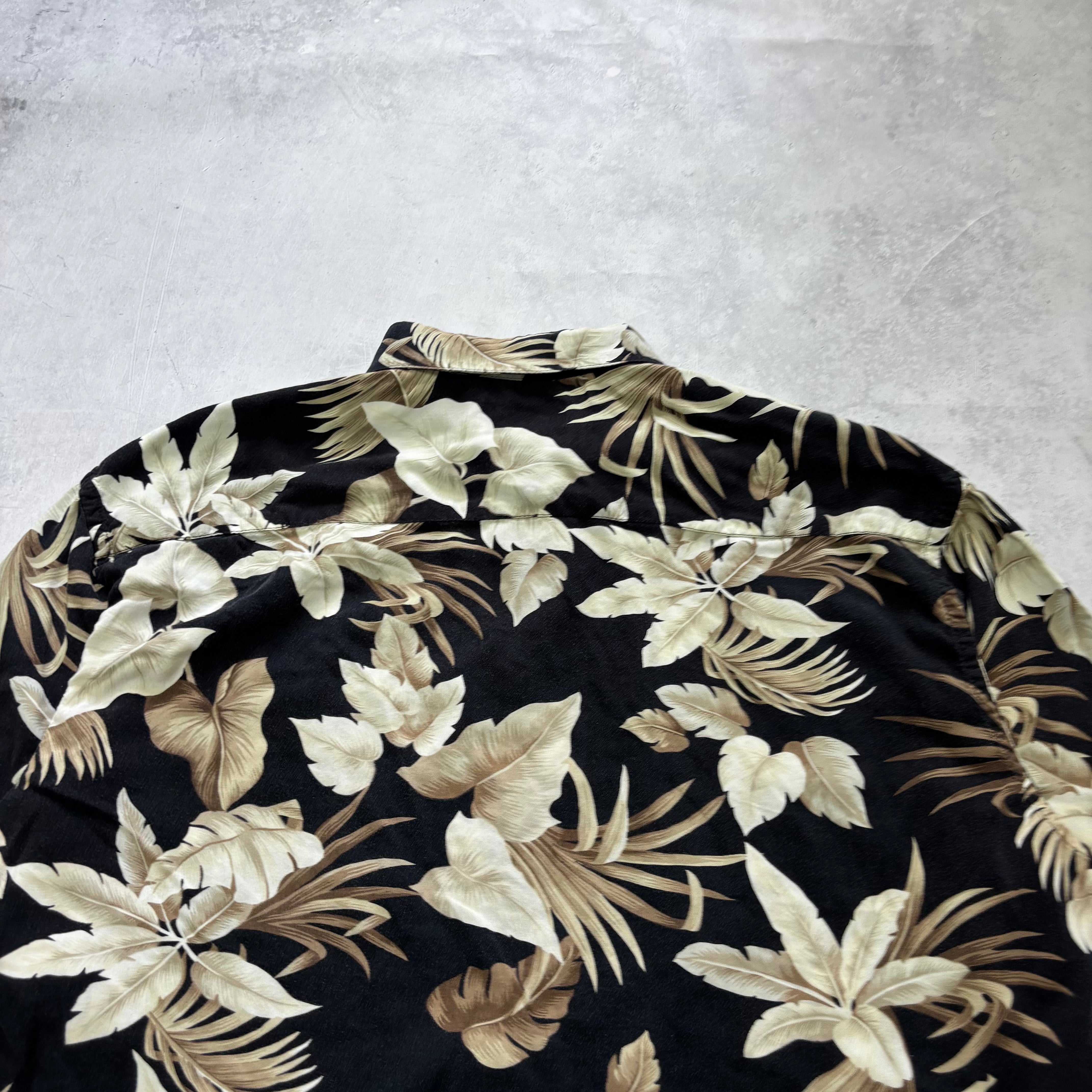 Vintage Hawaiian Shirt Mens XL Black Floral Aloha Short Sleeve Rayon