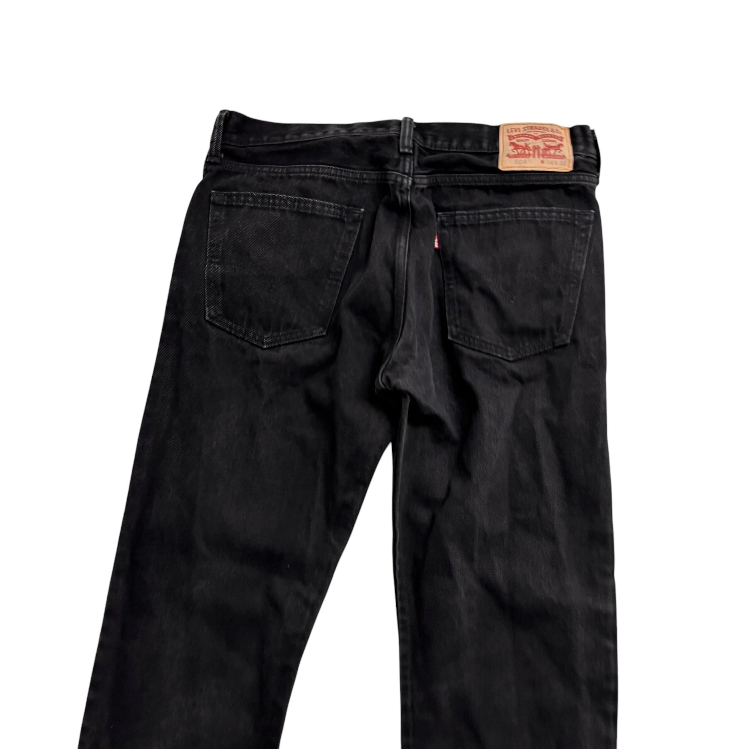 Levis 504 Jeans W36 L31 Mens Black Regular Straight Fit Denim (E)
