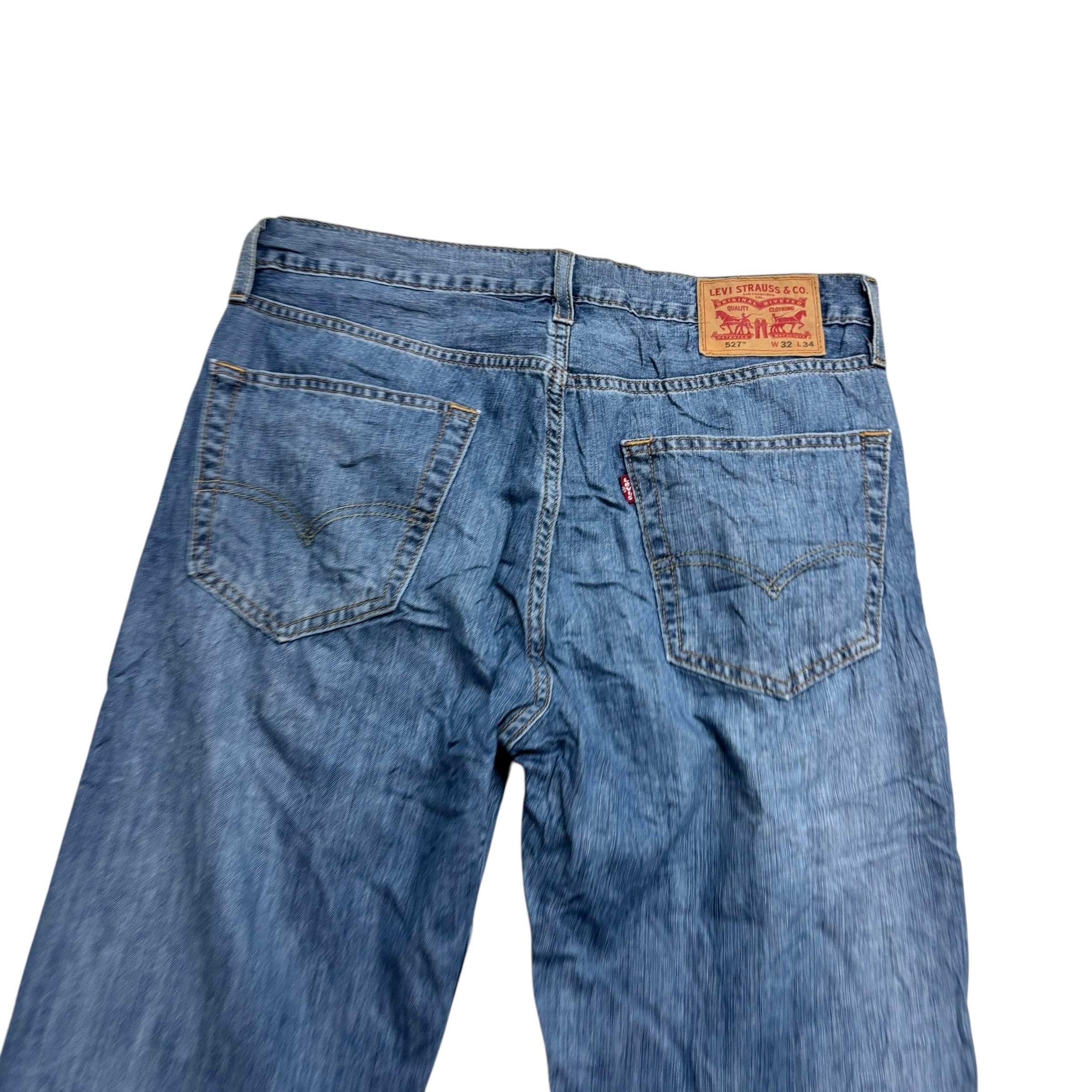 Levis 527 Jeans W32 L34 Mens Mid Blue Slim Bootcut Fit Denim (E)