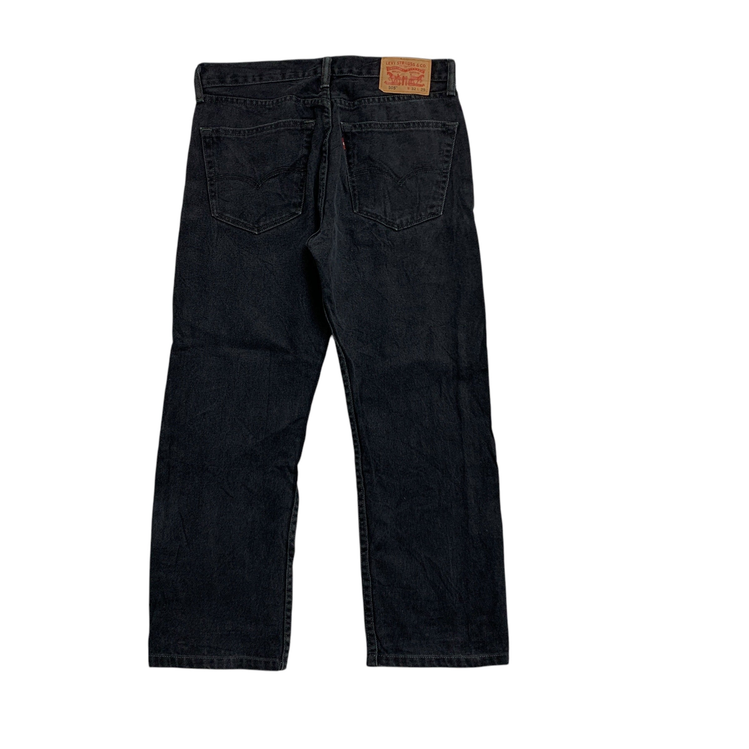 Levis 505 Jeans W32 L26 Mens Black Regular Straight Fit Denim