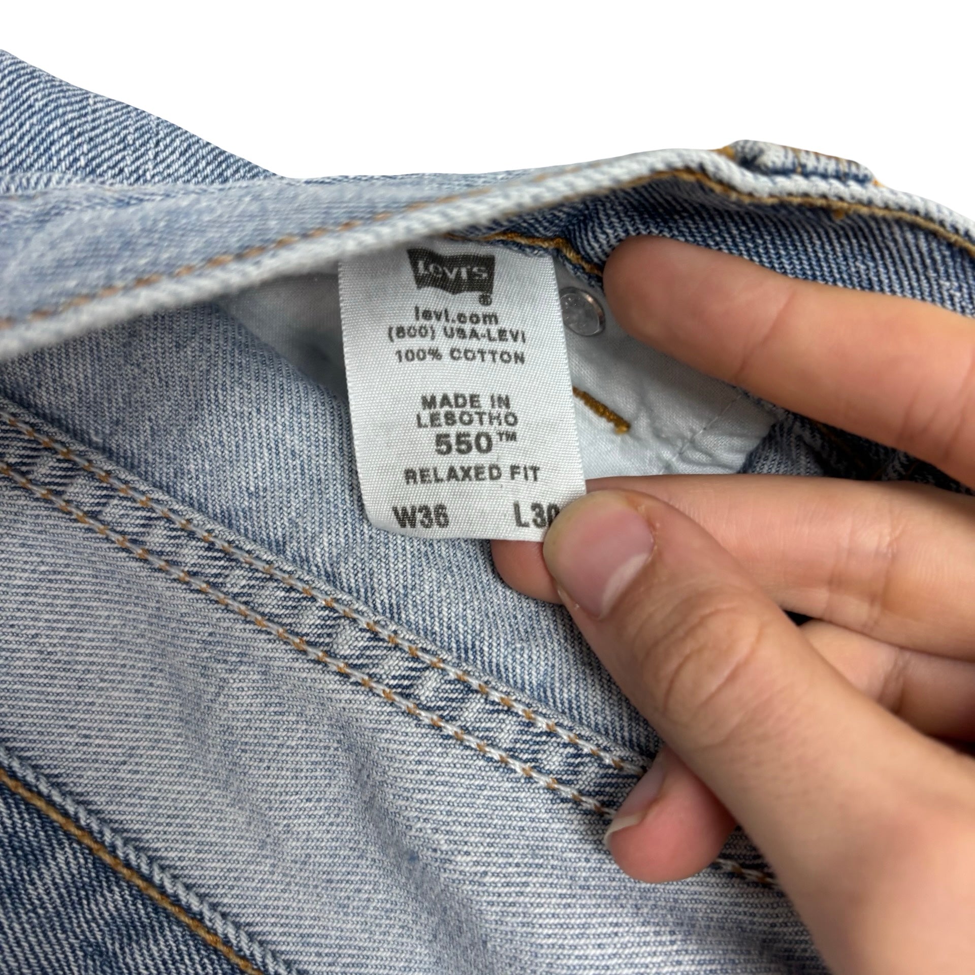 Levis 550 Jeans W36 L30 Mens Light Blue Baggy Relaxed Straight Fit Vintage Denim