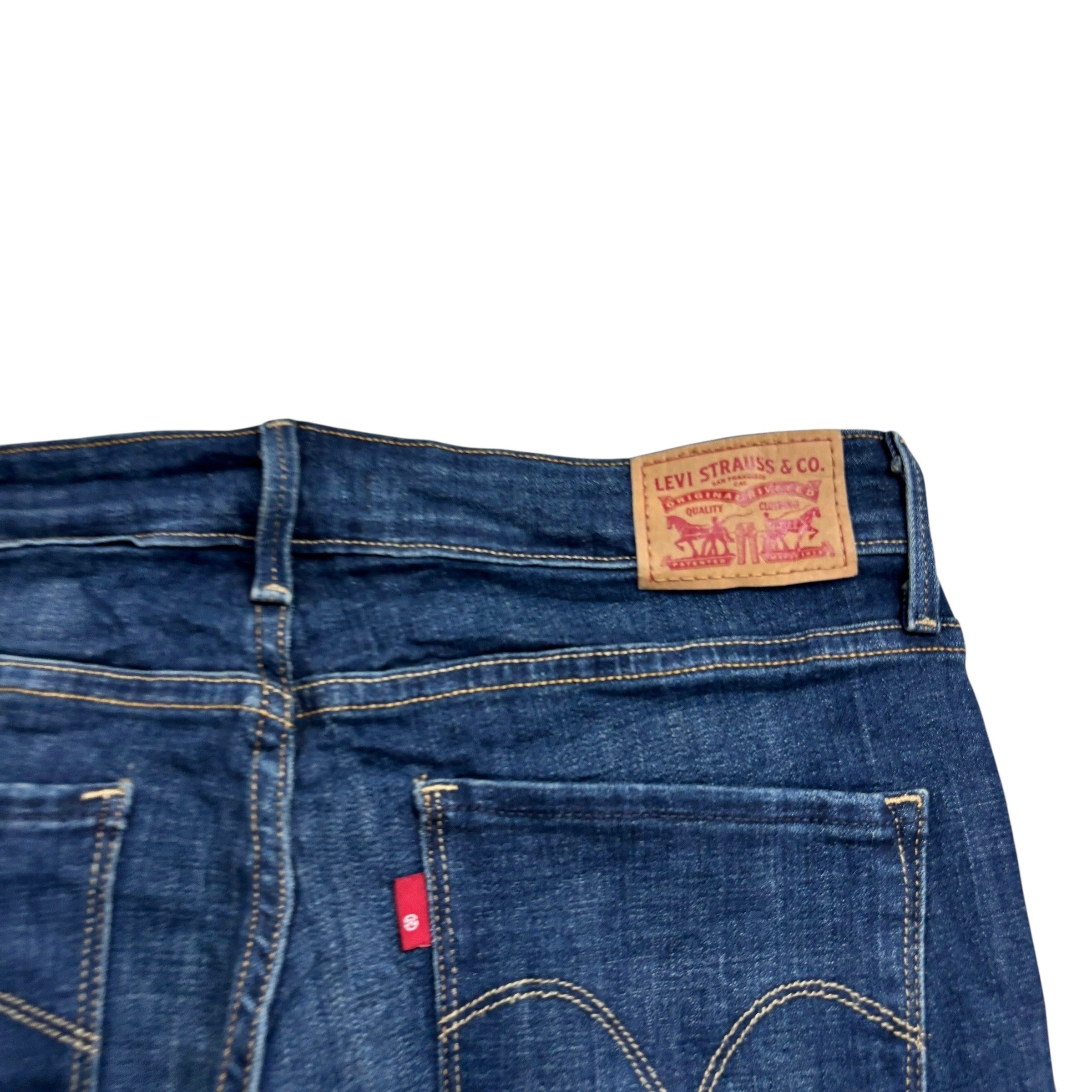 Levis Jeans W30 L34 Womens Mid Rise Skinny Dark Blue Stretch Denim (E)