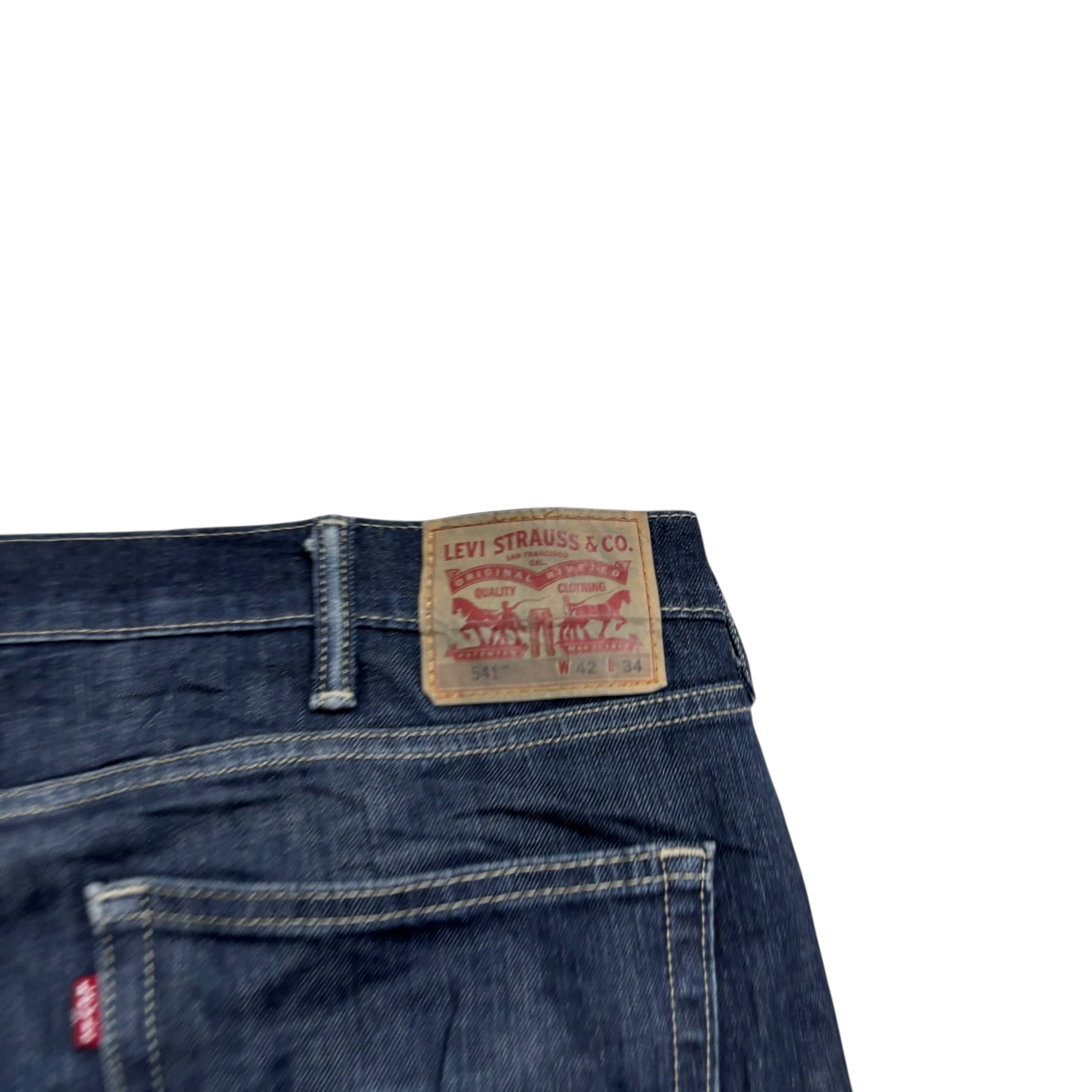 Levis 541 Jeans W44 L34 Mens Dark Blue Athletic Tapered Fit Stretch Denim