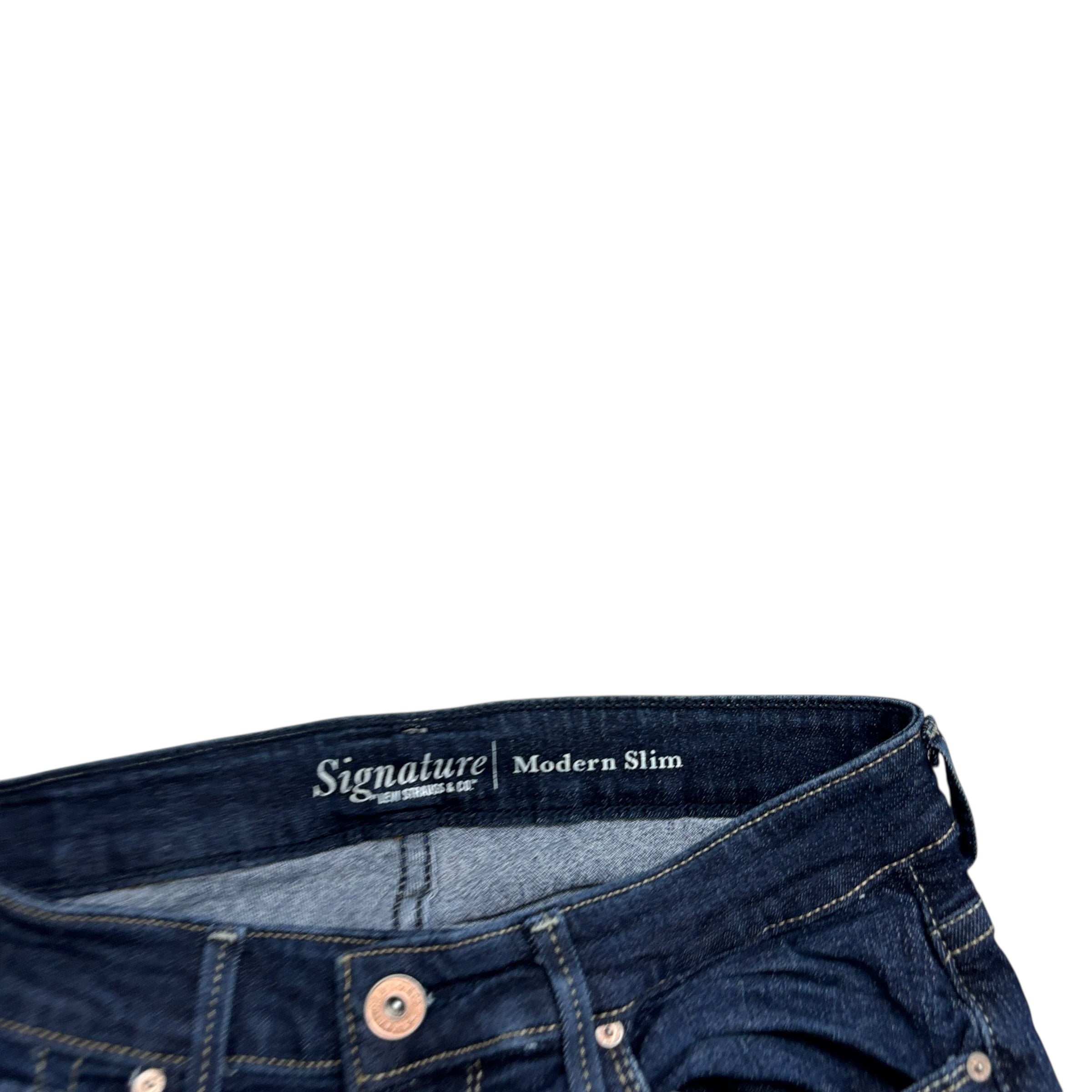 Levis Signature Jeans W26 L32 Womens Slim Fit Dark Blue Stretch Denim (E)