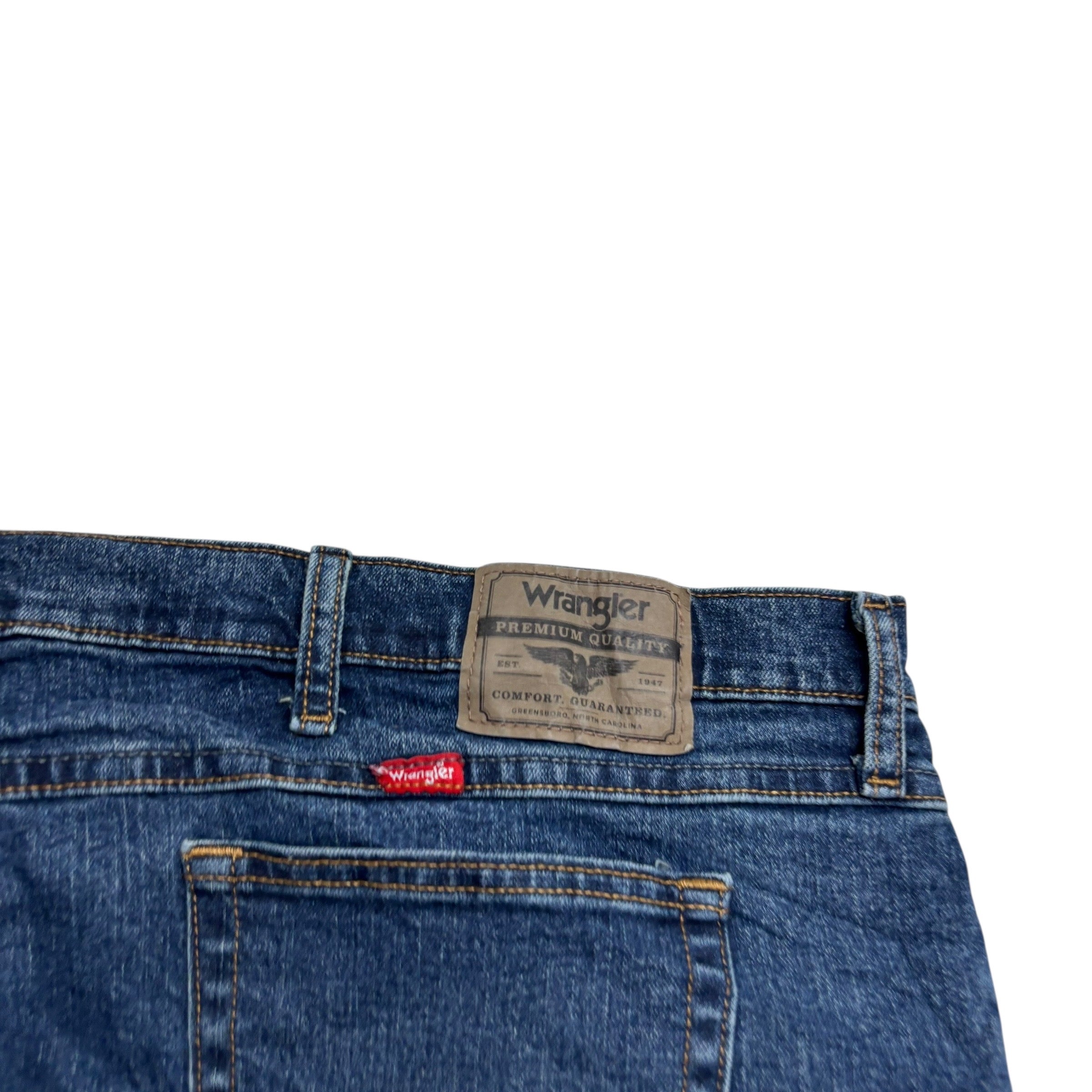 Wrangler Jeans W46 L30 Mens Dark Blue Relaxed Straight Fit Stretch Denim (E)