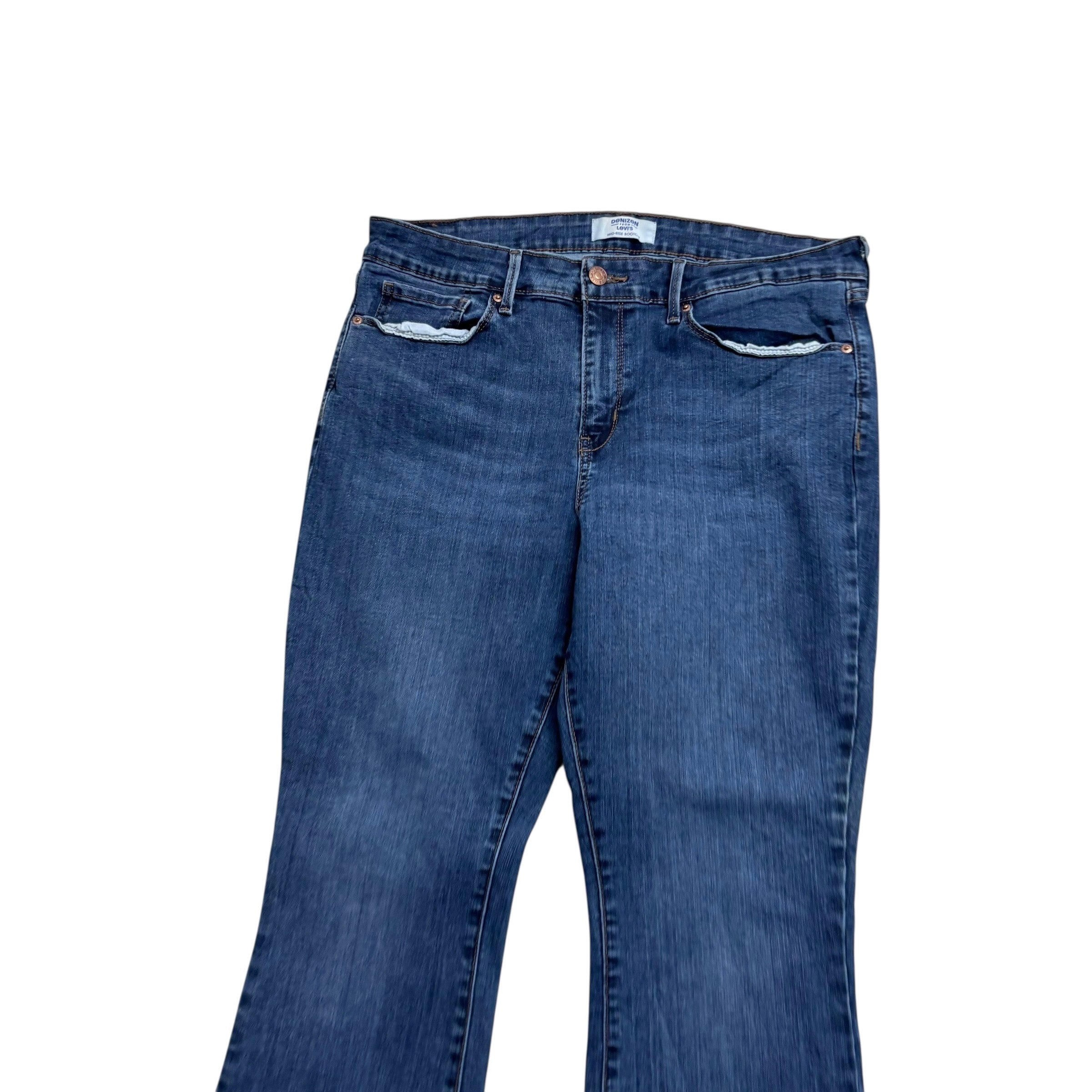 Levis Denizen Jeans W30 L30 Womens Bootcut Mid Blue Stretch Denim (E)