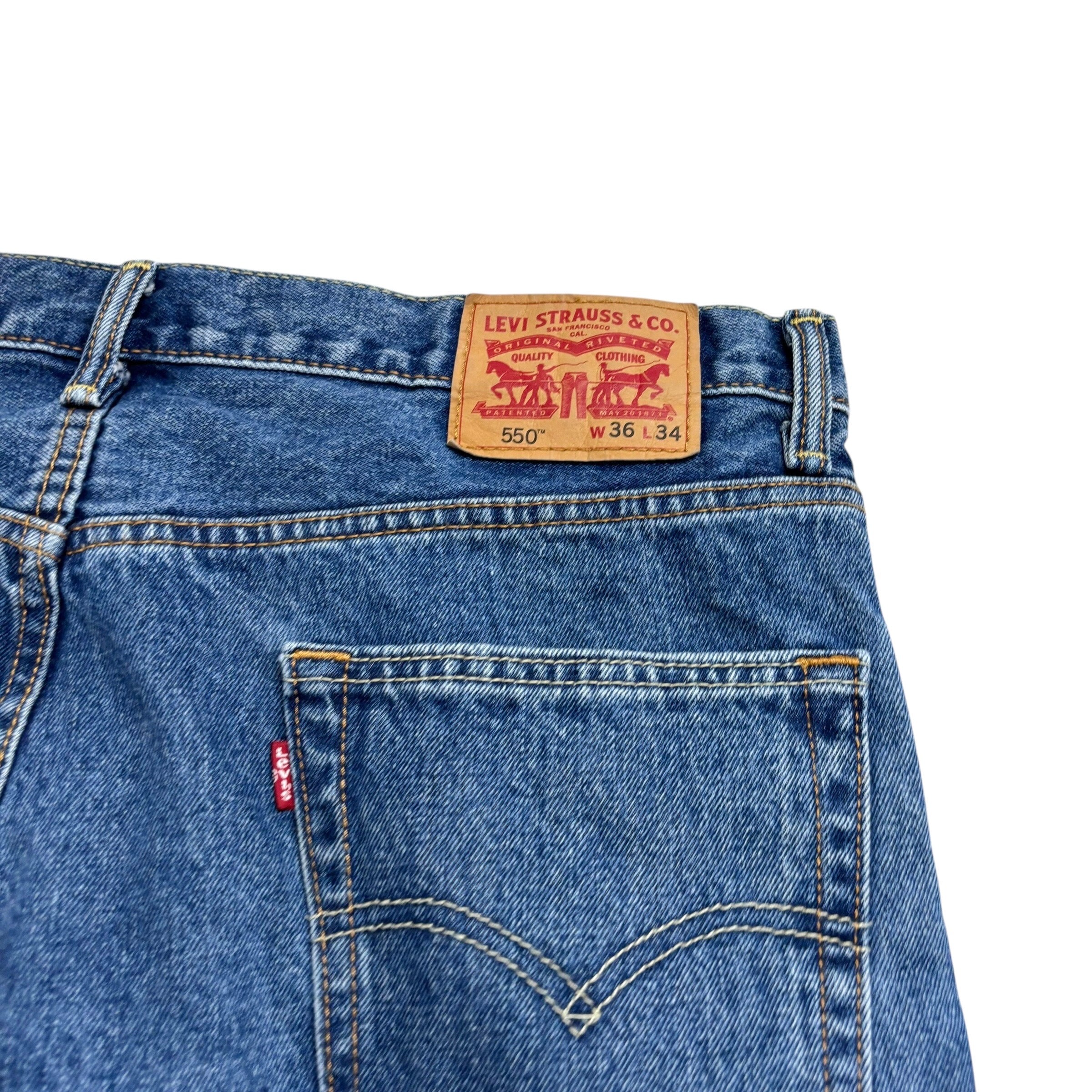 Levis 550 Jeans W36 L34 Mens Mid Blue Baggy Relaxed Straight Fit Denim (E)