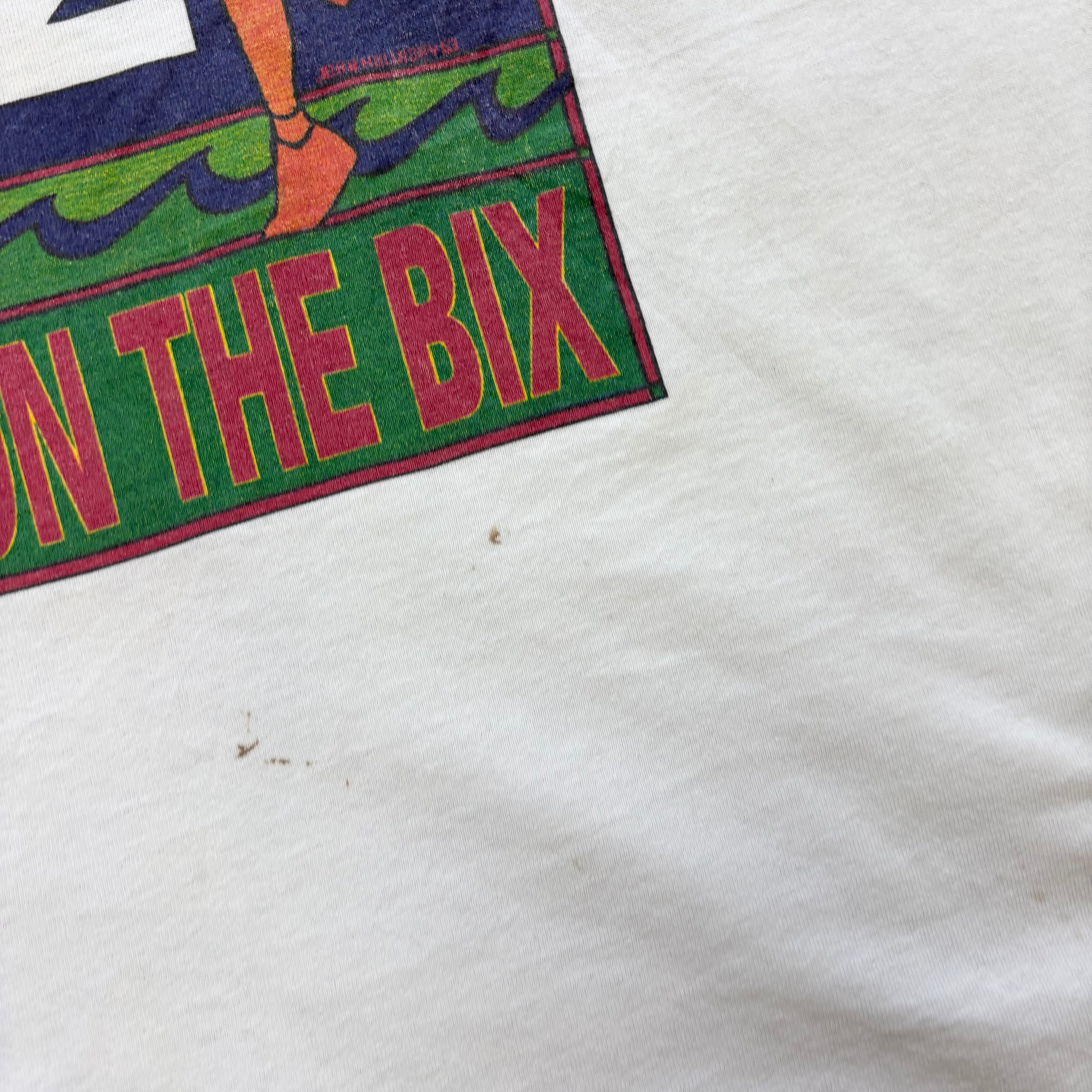 Vintage T Shirt Mens XL White Single Stitch Graphic Print 90s Race (F)