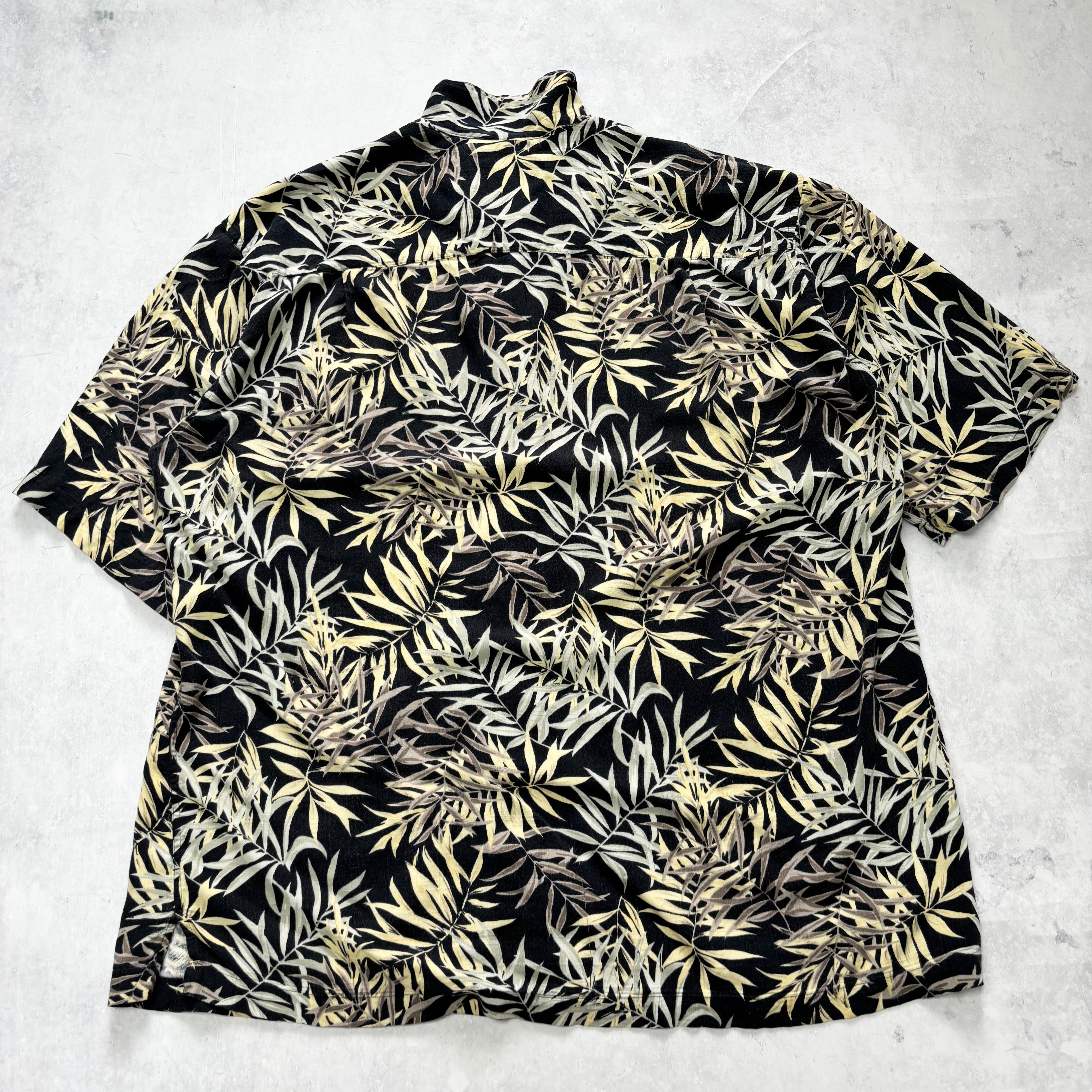 Vintage Hawaiian Shirt Mens XXL Tall Black Floral Aloha Short Sleeve Rayon (E)