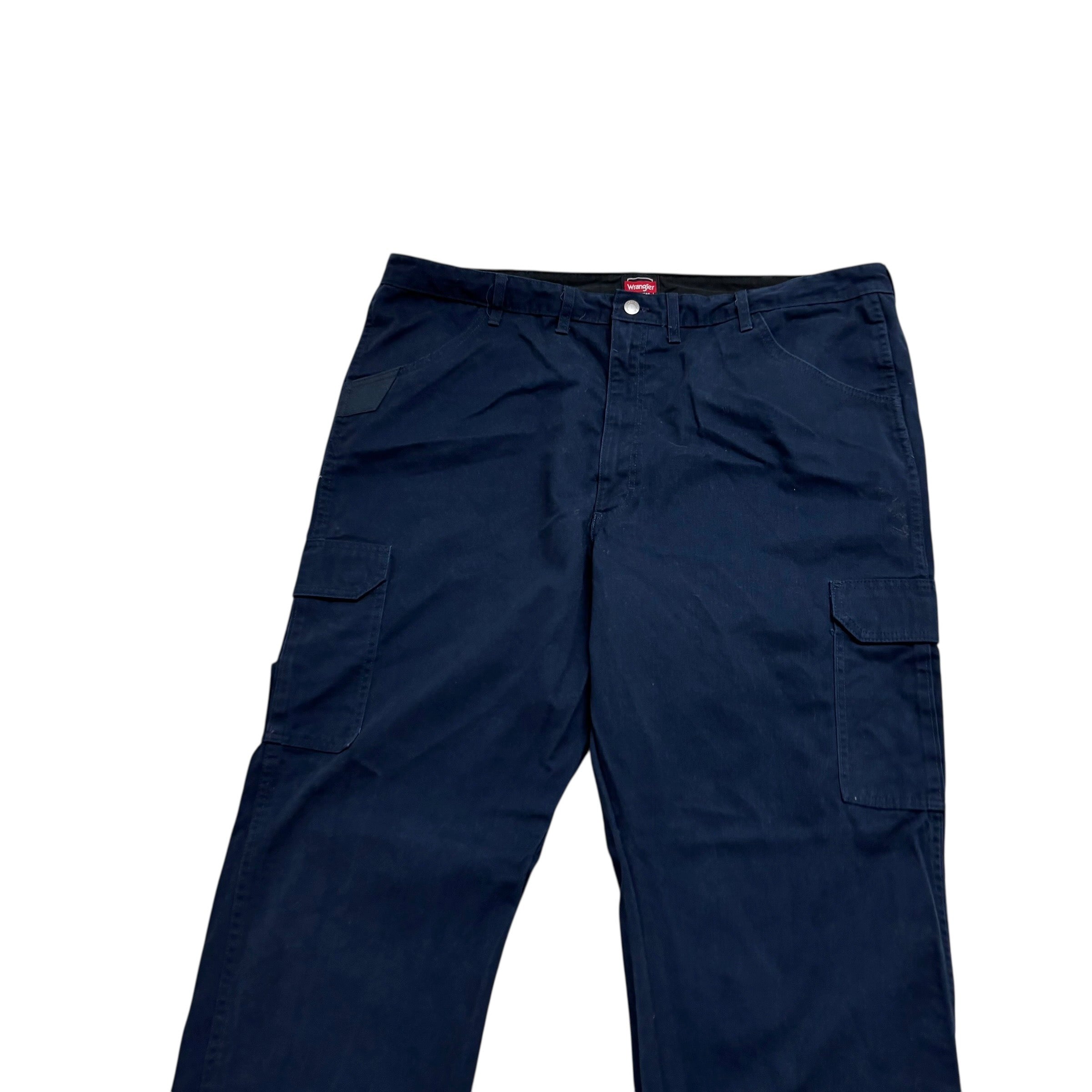 Wrangler Cargo Pants W44 L32 Mens Navy Blue Relaxed Straight Fit Trousers