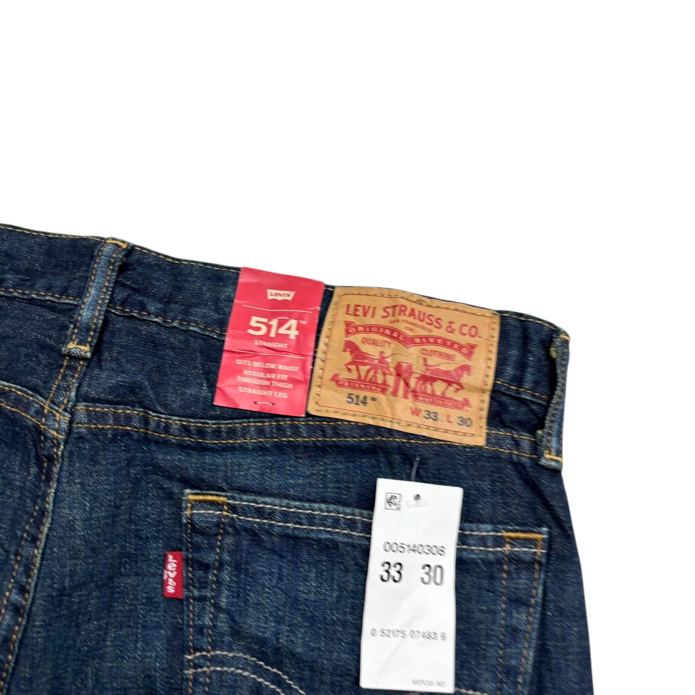 Levis 514 Jeans W34 L30 Mens Dark Blue Regular Straight Fit Denim (E)