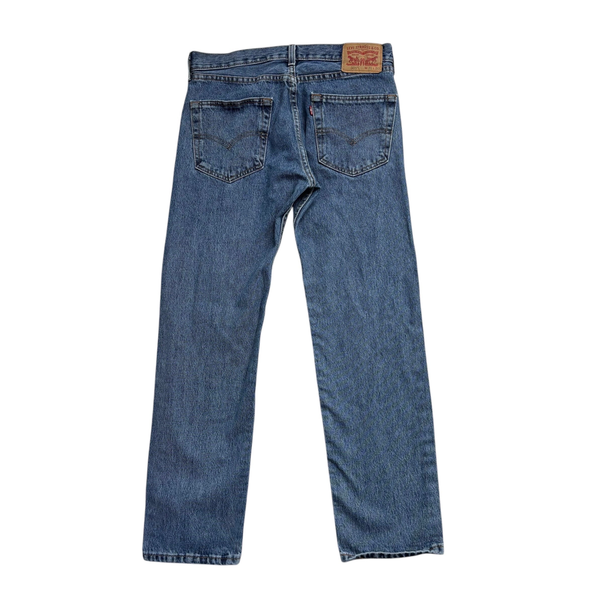 Levis 505 Jeans W31 L30 Mens Mid Blue Regular Straight Fit Denim (E)