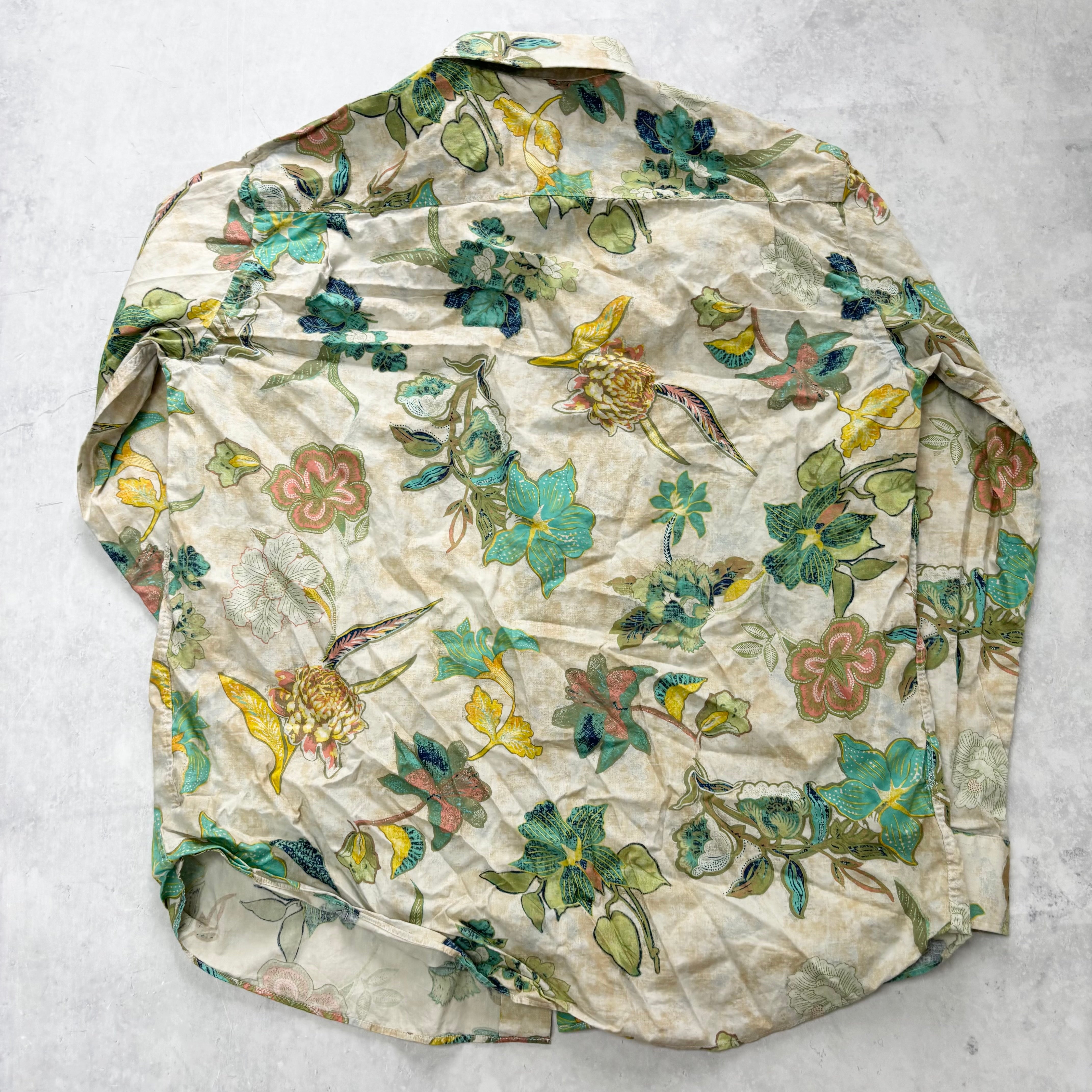 Vintage Hawaiian Shirt Mens XL Floral Aloha Long Sleeve Cotton (E)