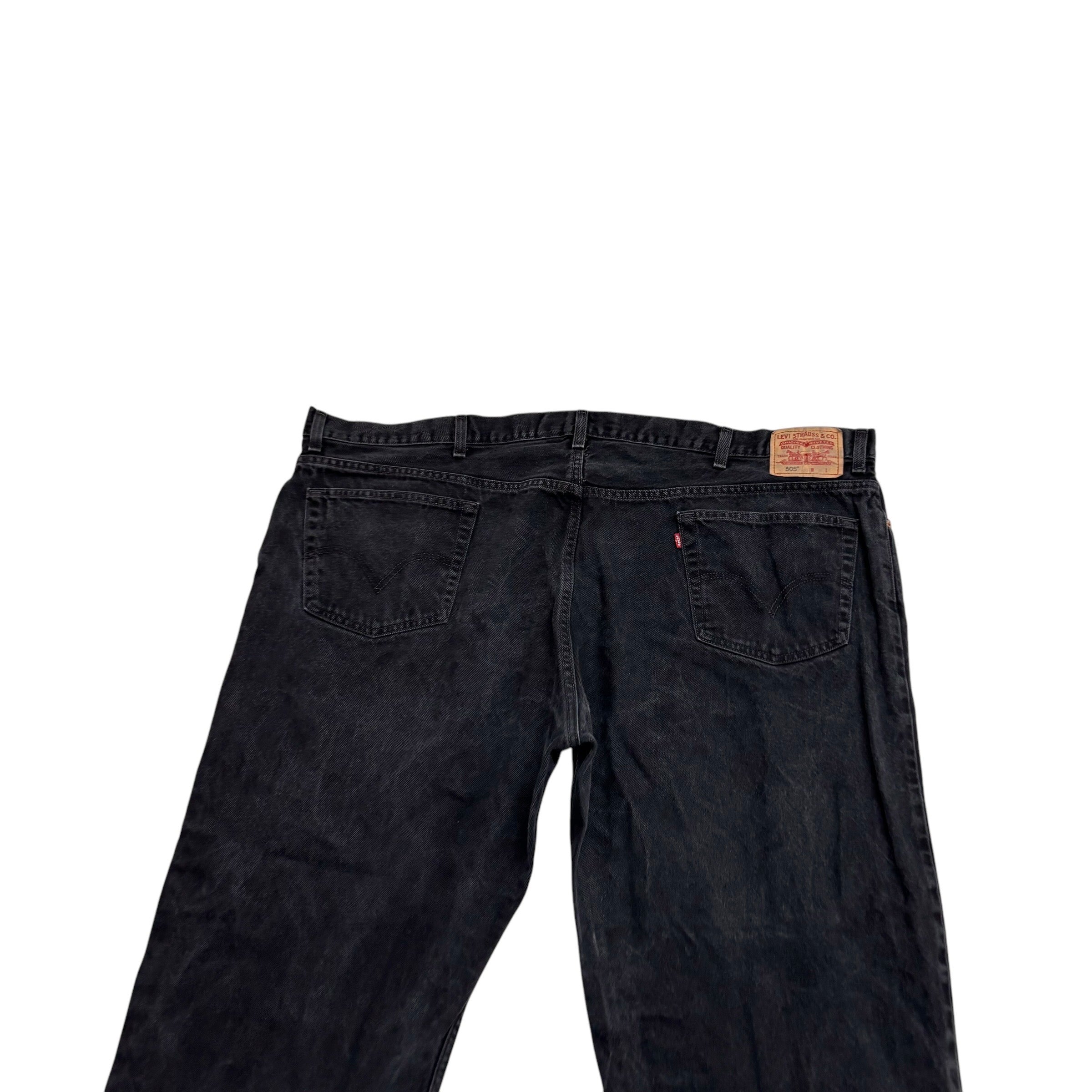 Levis 505 Jeans W54 L32 Mens Black Regular Straight Fit Vintage Denim (E)