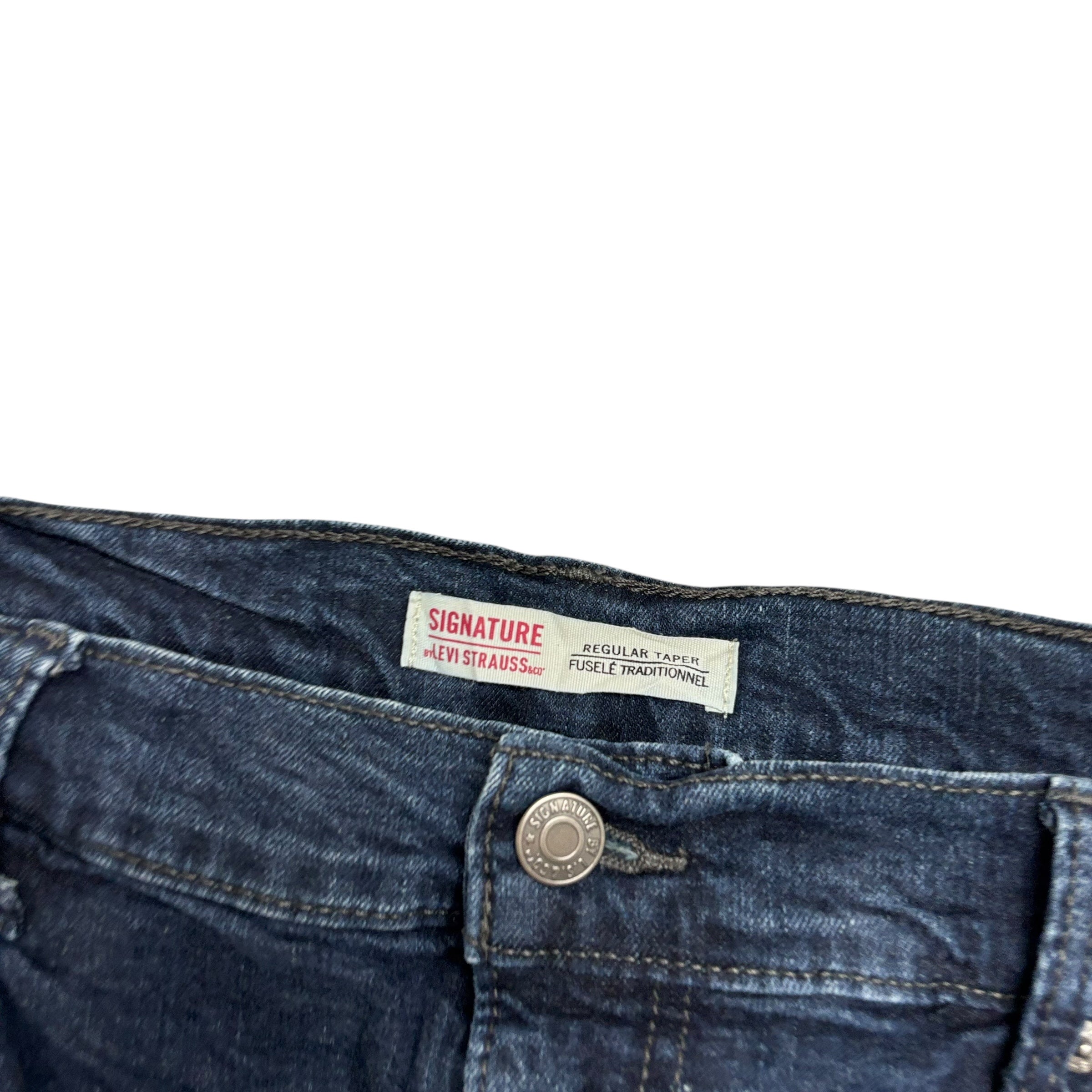 Levis Signature Jeans W38 L29 Mens Navy Blue Relaxed Tapered Fit Stretch (E)