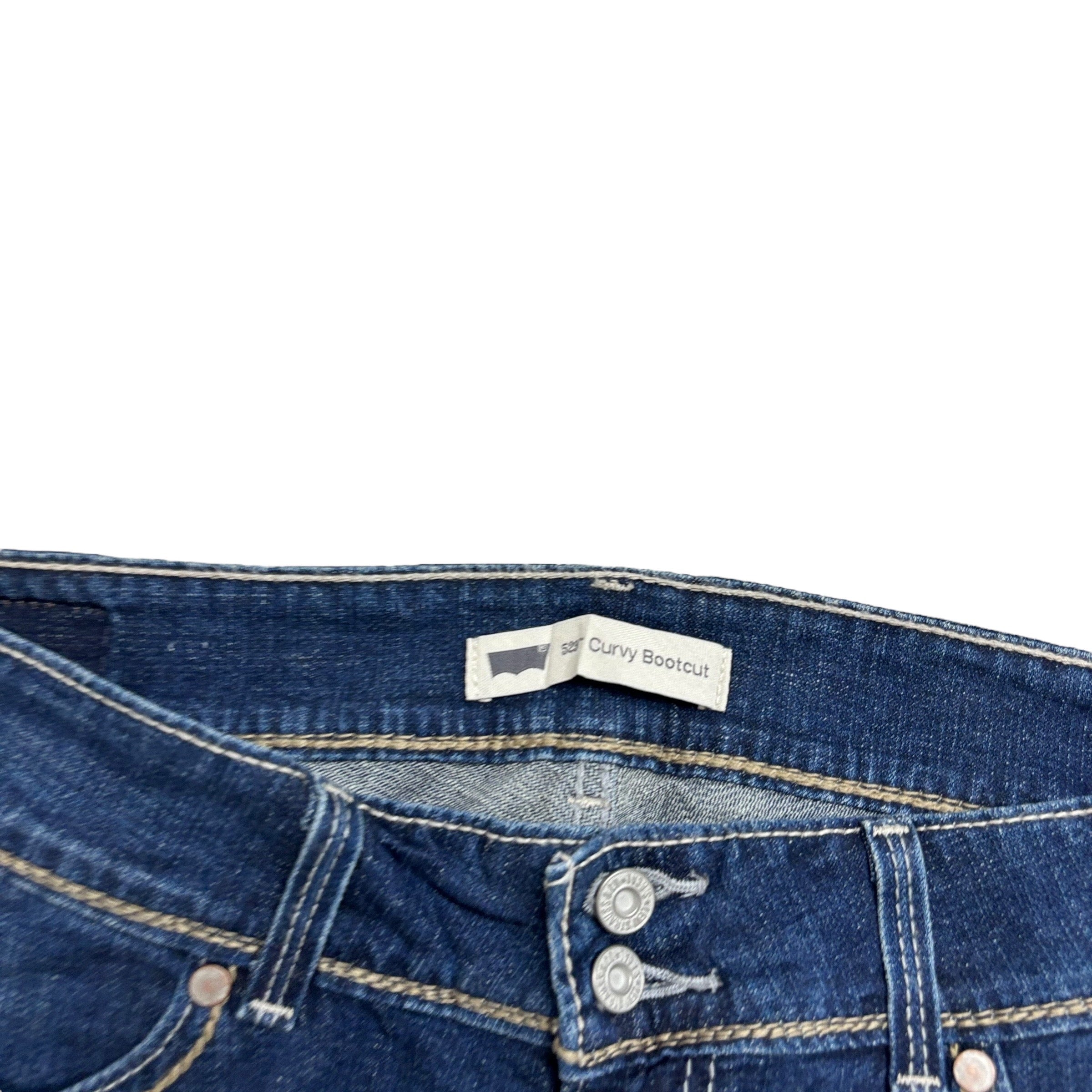 Levis 529 Jeans W32 L32 Womens Curvy Bootcut Dark Blue Stretch Denim (E)
