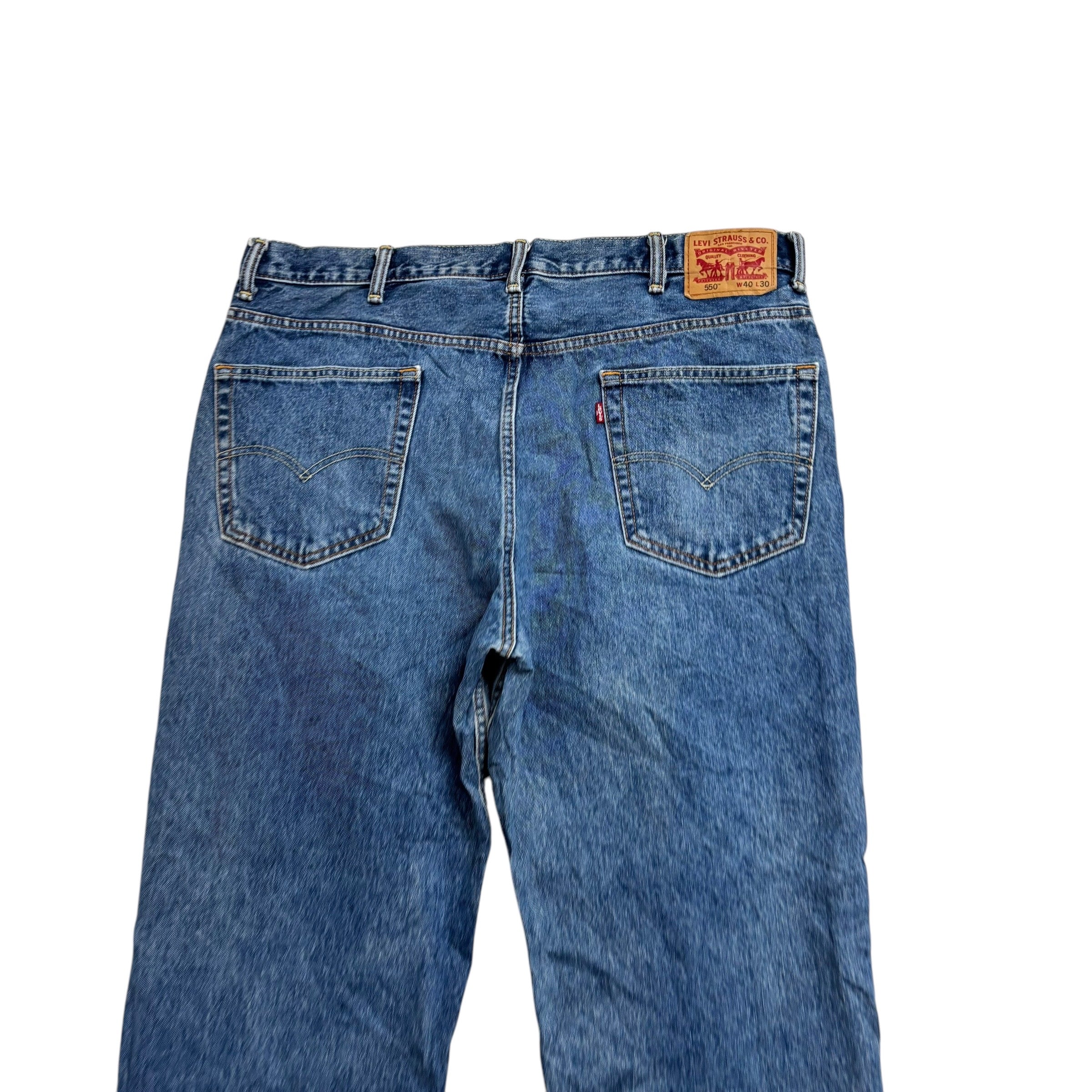 Levis 550 Jeans W40 L30 Mens Mid Blue Baggy Relaxed Straight Fit Denim (E)