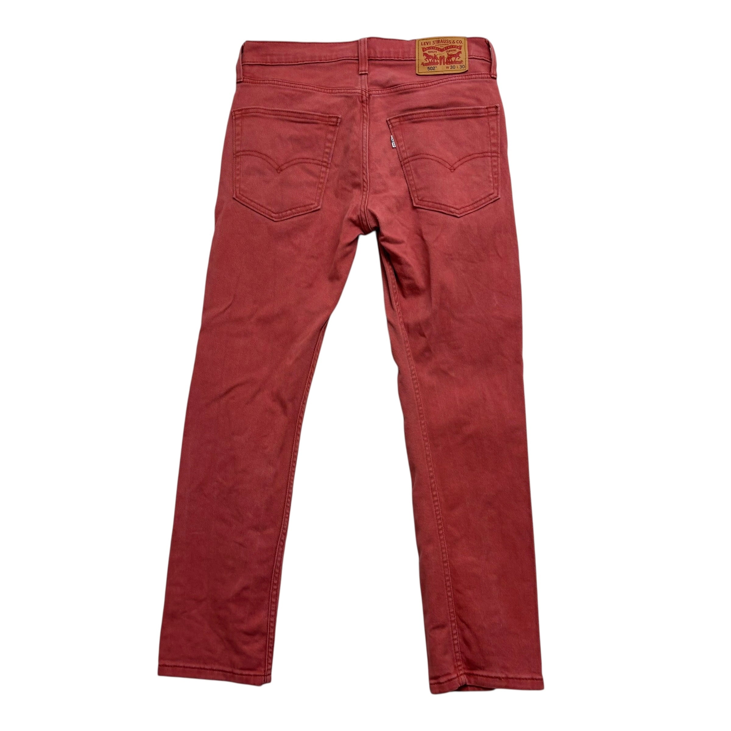 Levis 502 Trousers W30 L30 Mens Pink Regular Tapered Fit Stretch Pants