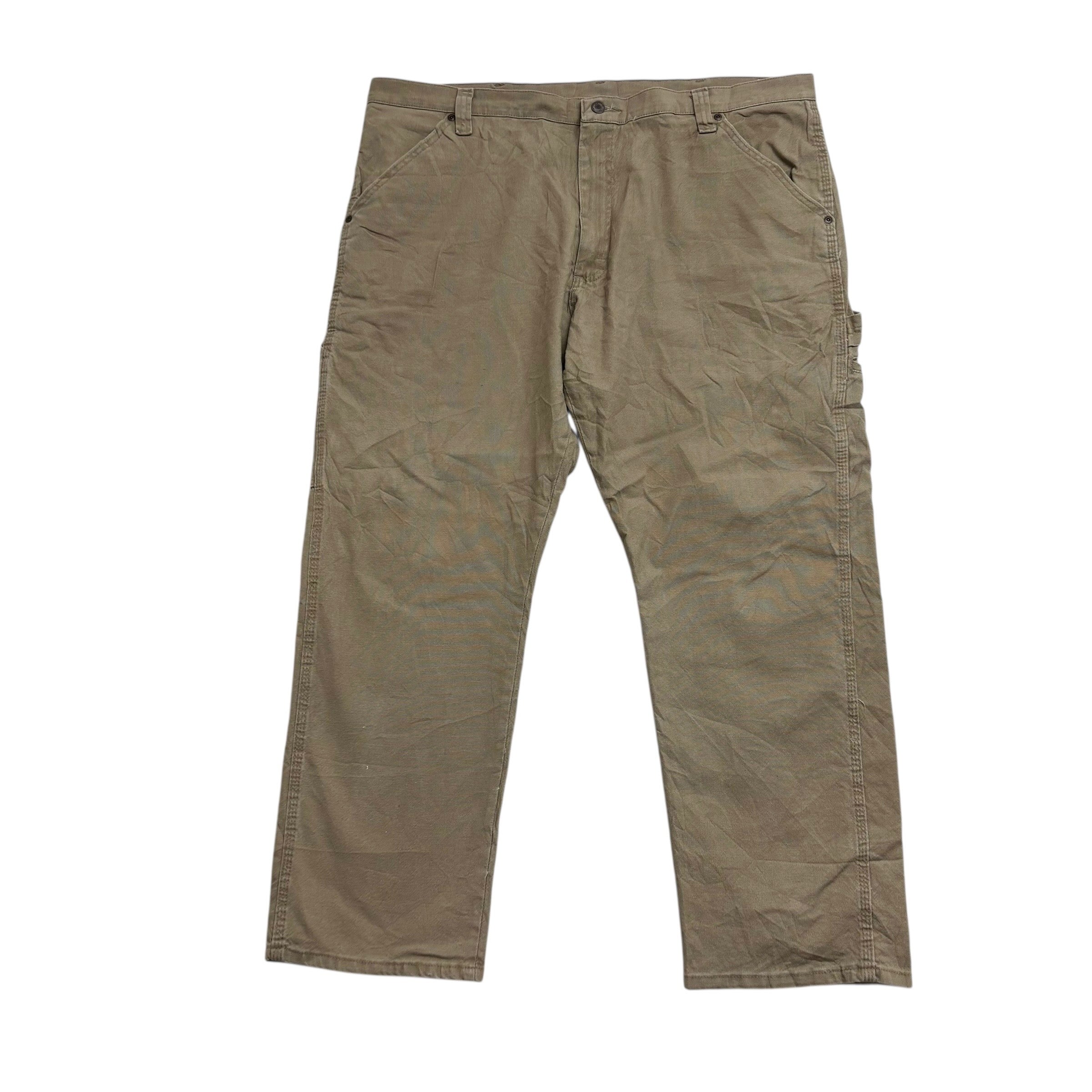 Wrangler Carpenter Pants W42 L30 Mens Khaki Relaxed Straight Stretch Trousers