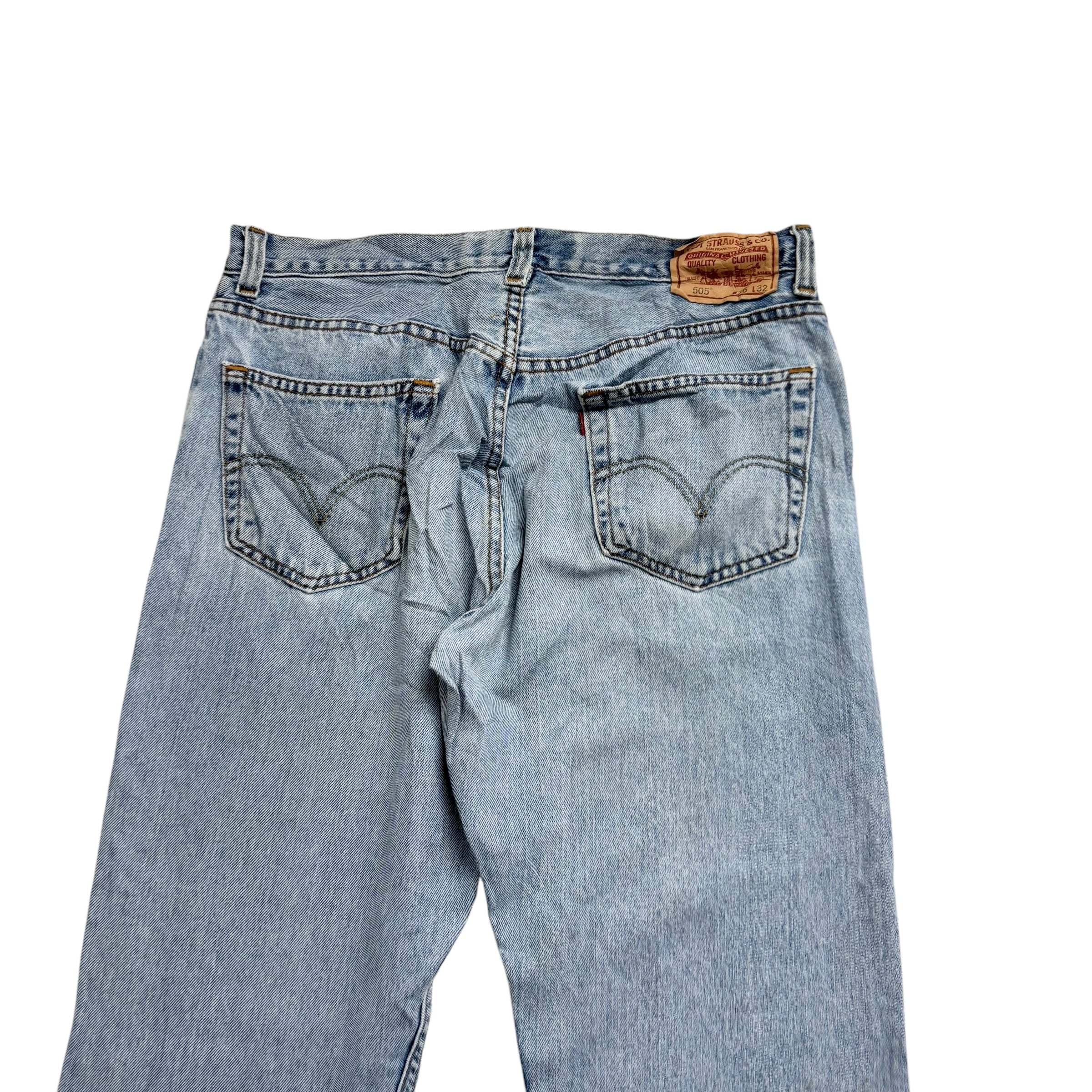 Levis 505 Jeans W36 L32 Mens Light Blue Regular Straight Fit Vintage Denim
