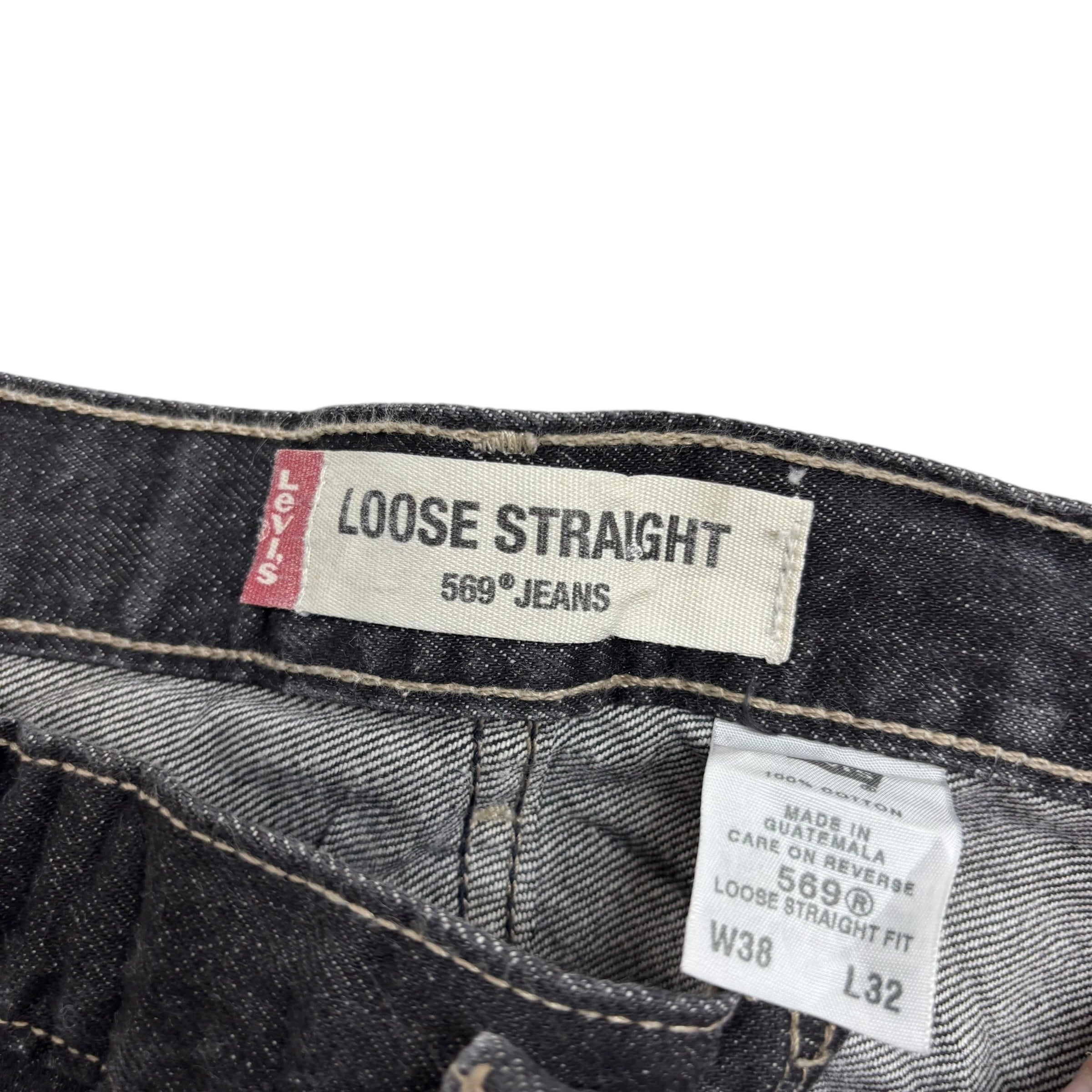 Levis 569 Jeans W38 L32 Mens Black Baggy Relaxed Straight Fit Vintage (E)