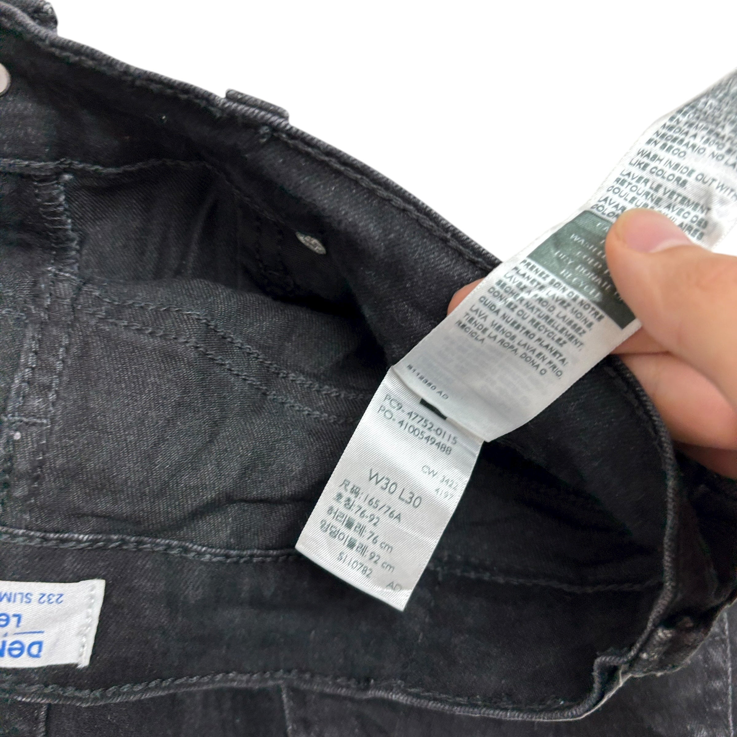 Levis Denizen Jeans W30 L30 Mens Black Slim Straight Stretch