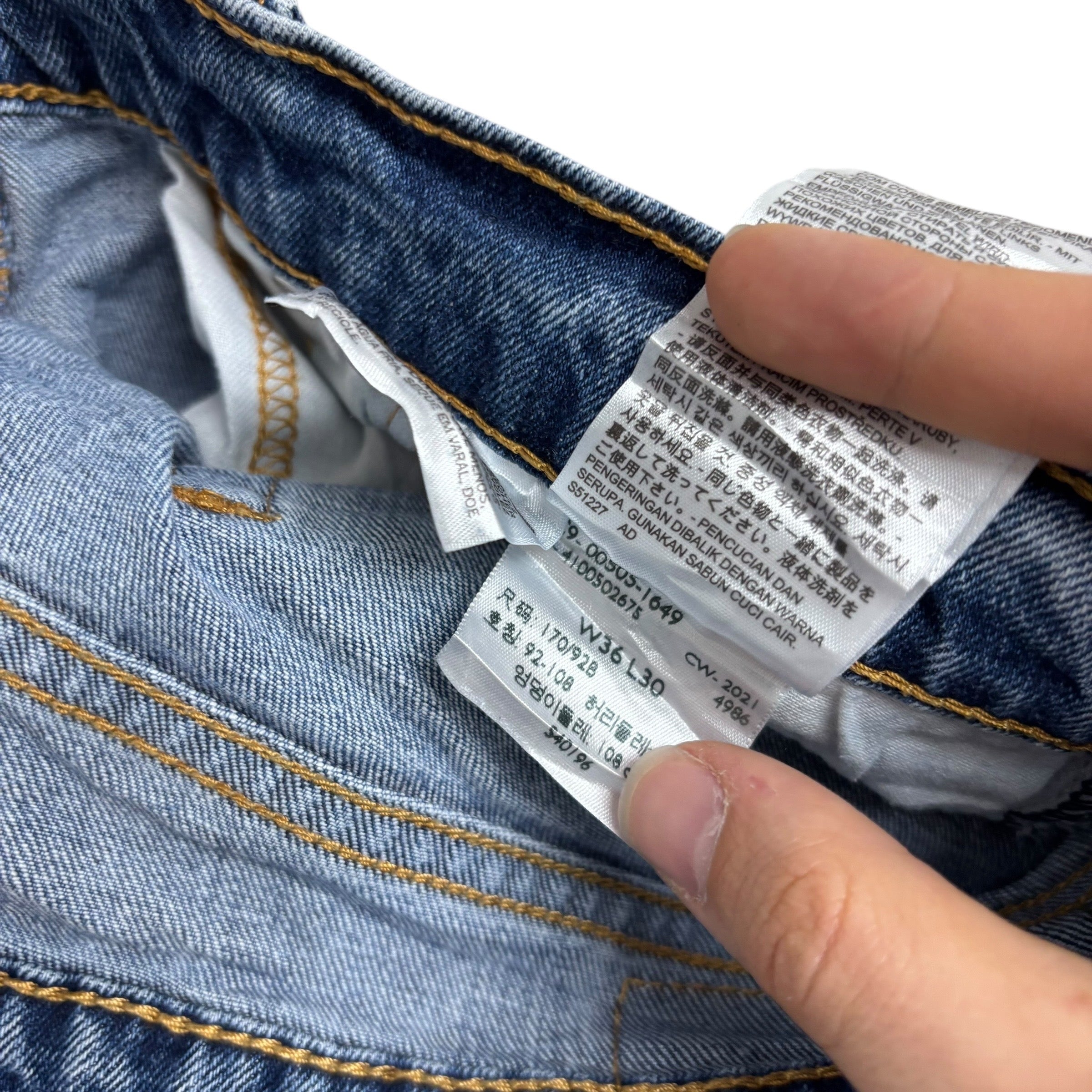 Levis 505 Jeans W36 L30 Mens Mid Blue Regular Straight Fit Stretch Denim (E)