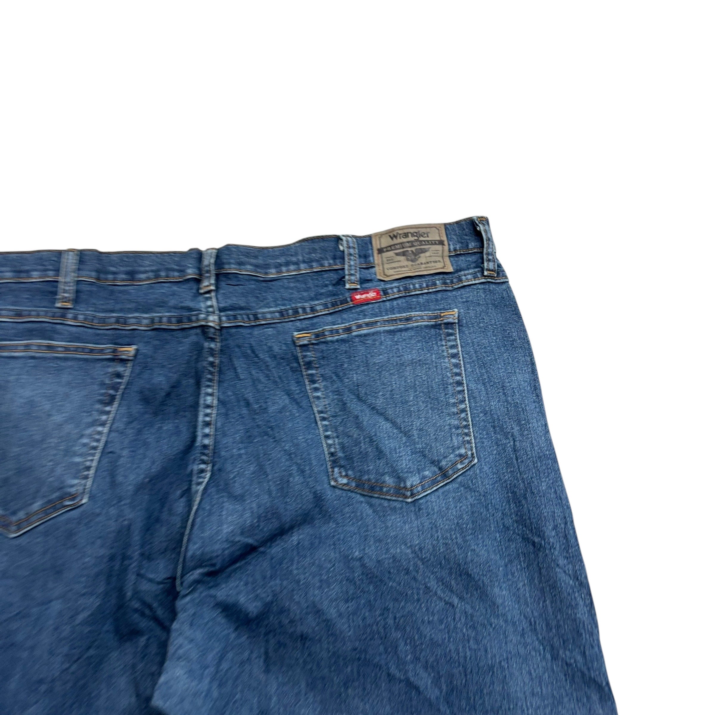Wrangler Jeans W44 L30 Mens Mid Blue Relaxed Straight Fit Stretch Denim (E)